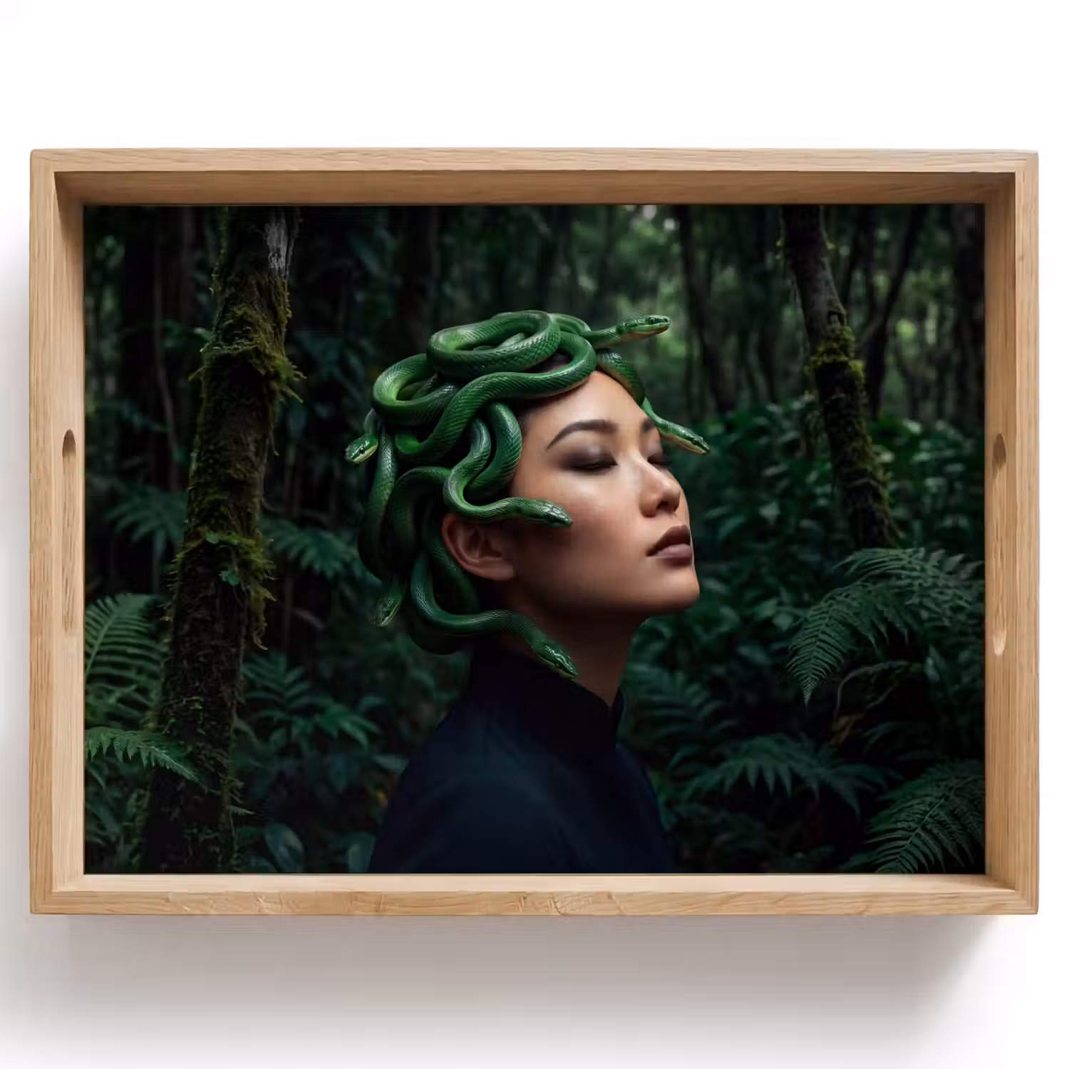 Vrouw - Slang - Natuur - Mystiek - Groen Dienblad Rechthoek middel -z3d_shopping