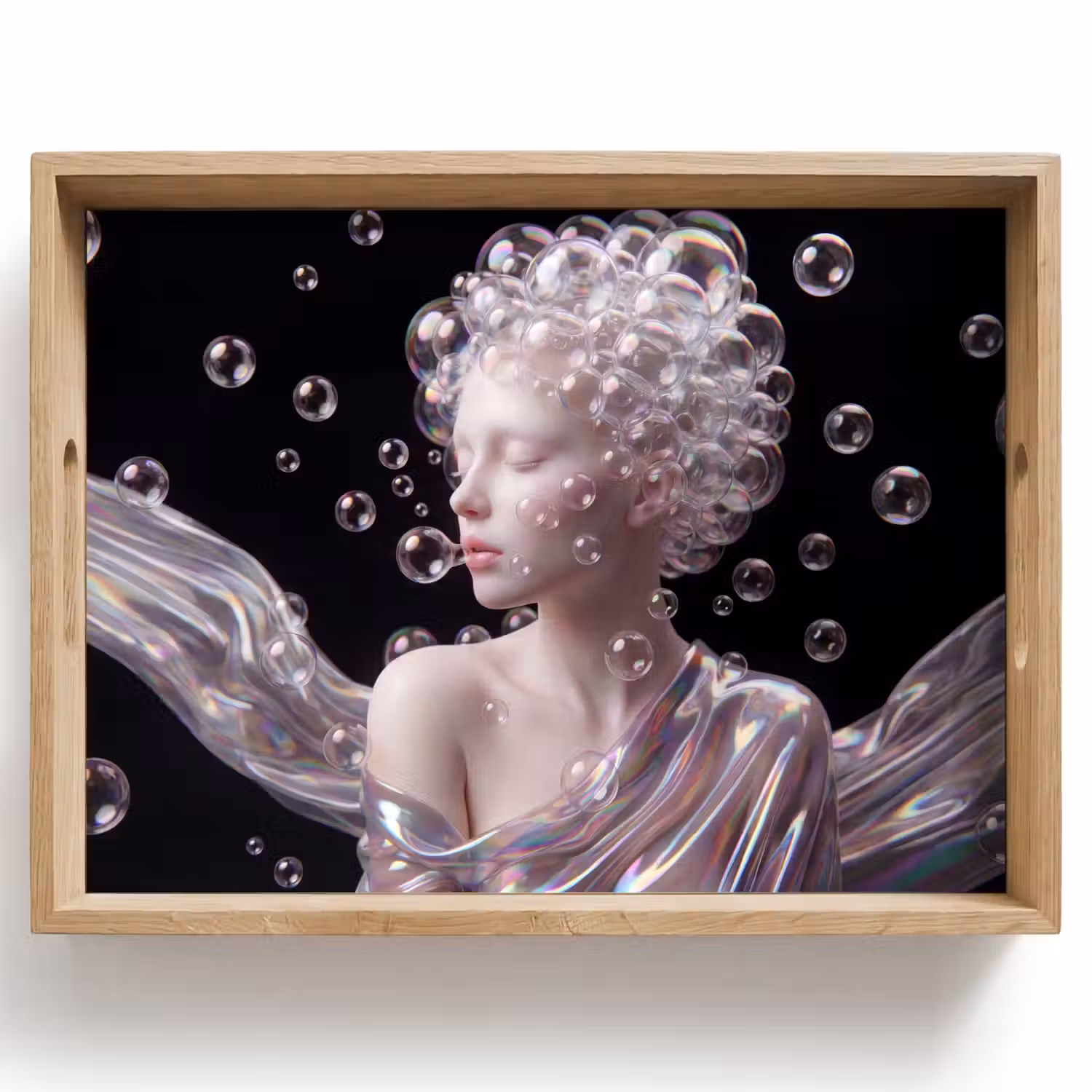 Vrouw - Bellen - Abstract - Kleurrijk Dienblad Rechthoek middel -z3d_shopping