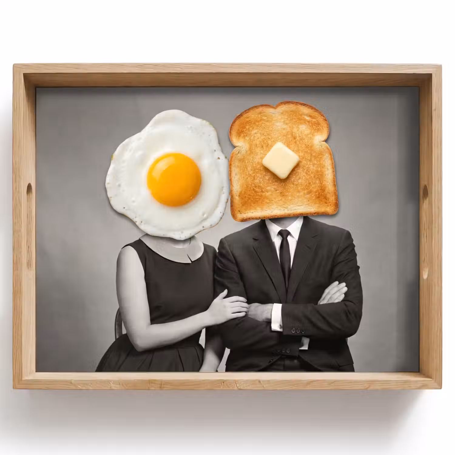Ontbijt - Koppel - Ei - Brood Dienblad Rechthoek middel -z3d_shopping