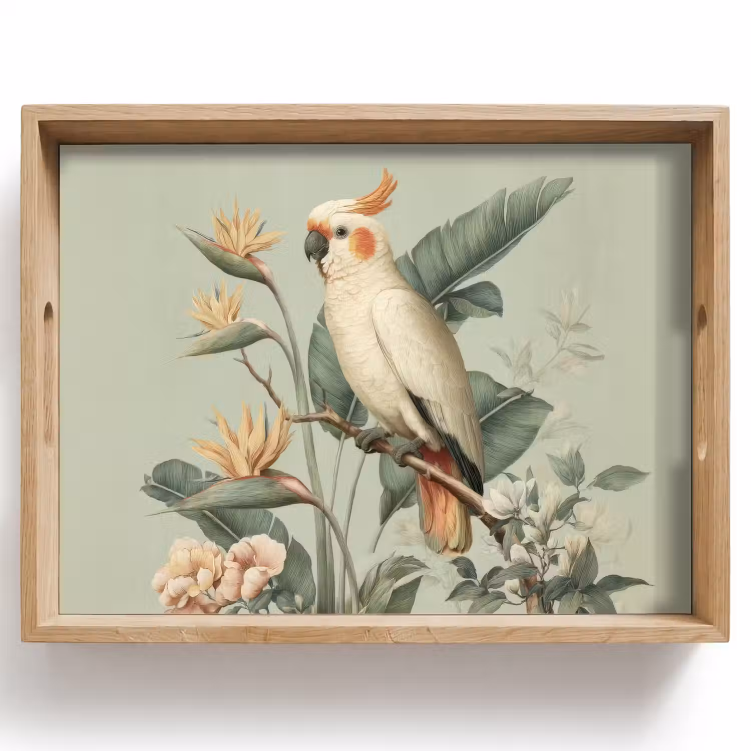 Gele kuifkaketoe - paradijsvogelbloemen - Groen Dienblad Rechthoek middel -z3d_shopping