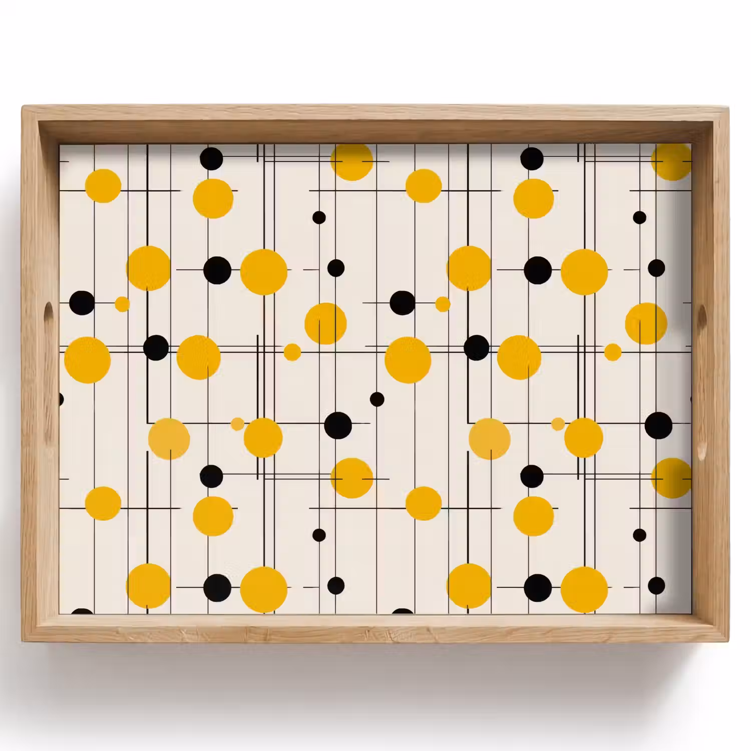 Geometrisch - Retro - Lijnen - Okergeel - Zwart Dienblad Rechthoek middel 911 -z3d_shopping