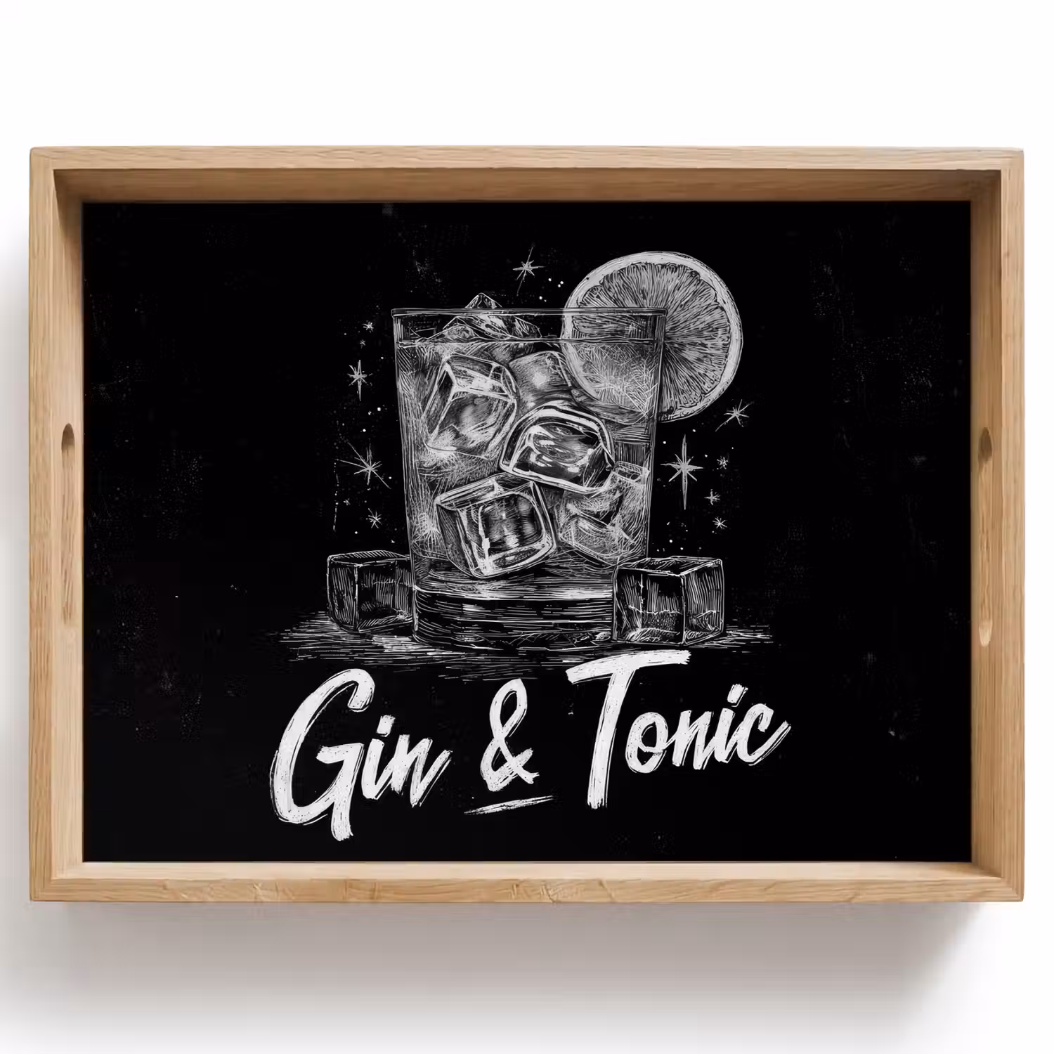 Gin en tonic - Glas - Limoen - Ijsblokjes Dienblad Rechthoek middel -z3d_shopping