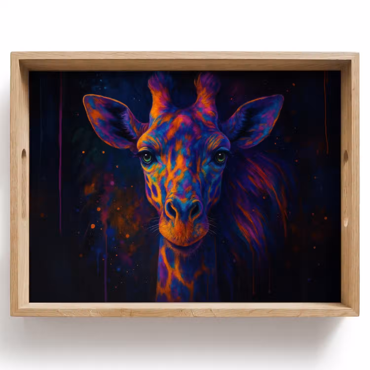 Giraffe - Gekleurd - Verfspatten Dienblad Rechthoek middel -z3d_shopping