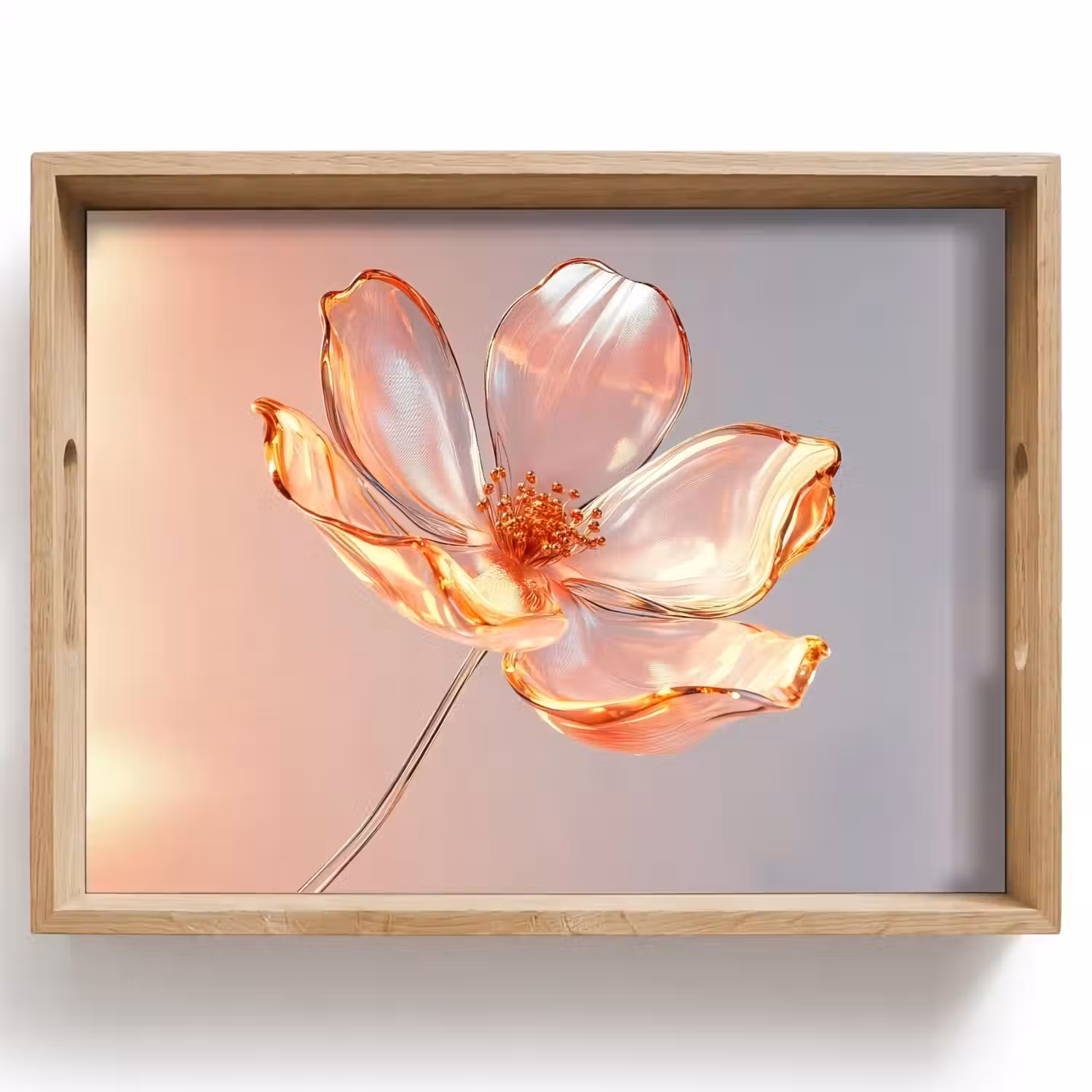 Glazen - Bloem - Roze Dienblad Rechthoek middel -z3d_shopping