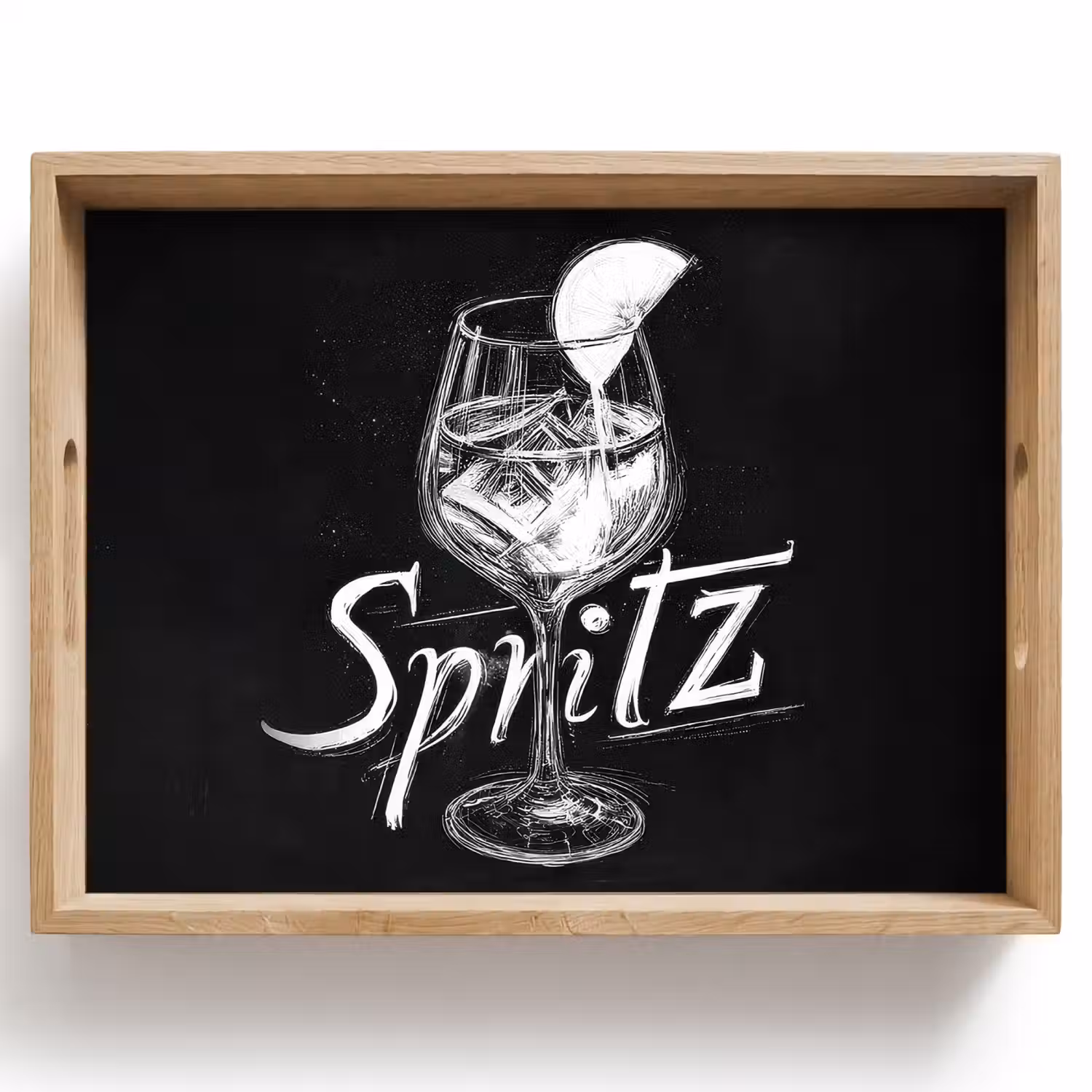 Glas spritz - Krijtletters - Ijsblokjes - Citroen Dienblad Rechthoek middel -z3d_shopping