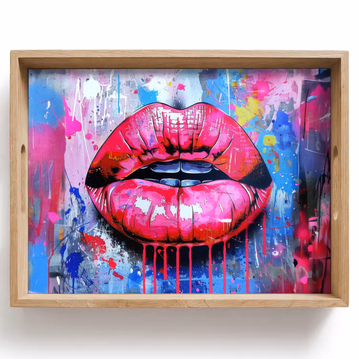 Graffiti - Lippen - Felroze - Geschilderd Dienblad Rechthoek middel -z3d_shopping