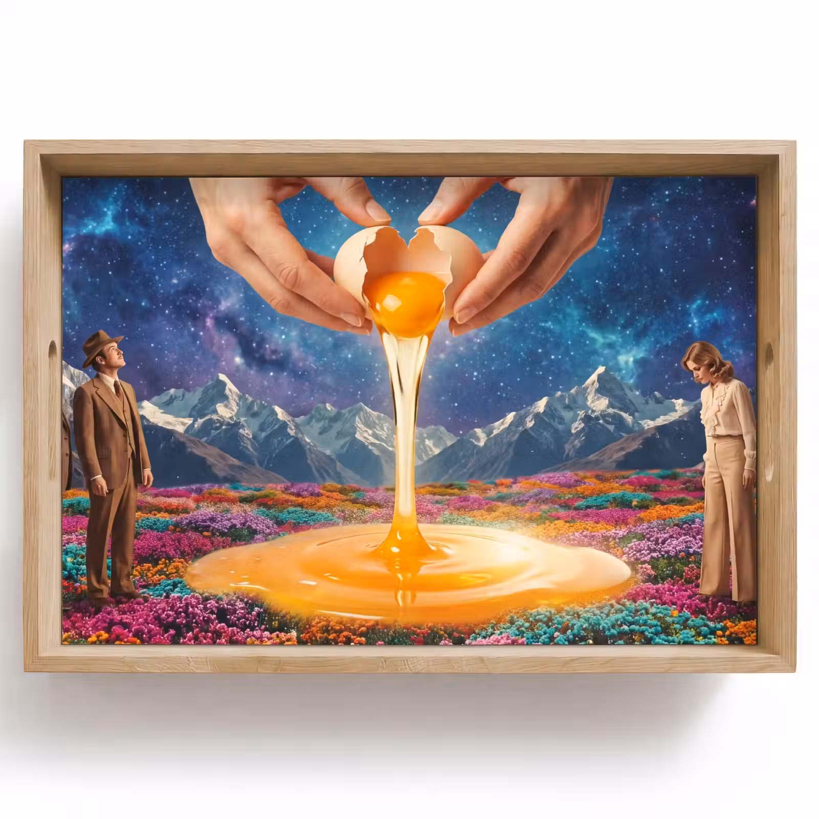Tablett - Hände – Ei – Surrealismus - Handen - Ei - Surrealisme Dienblad Rechthoek middel