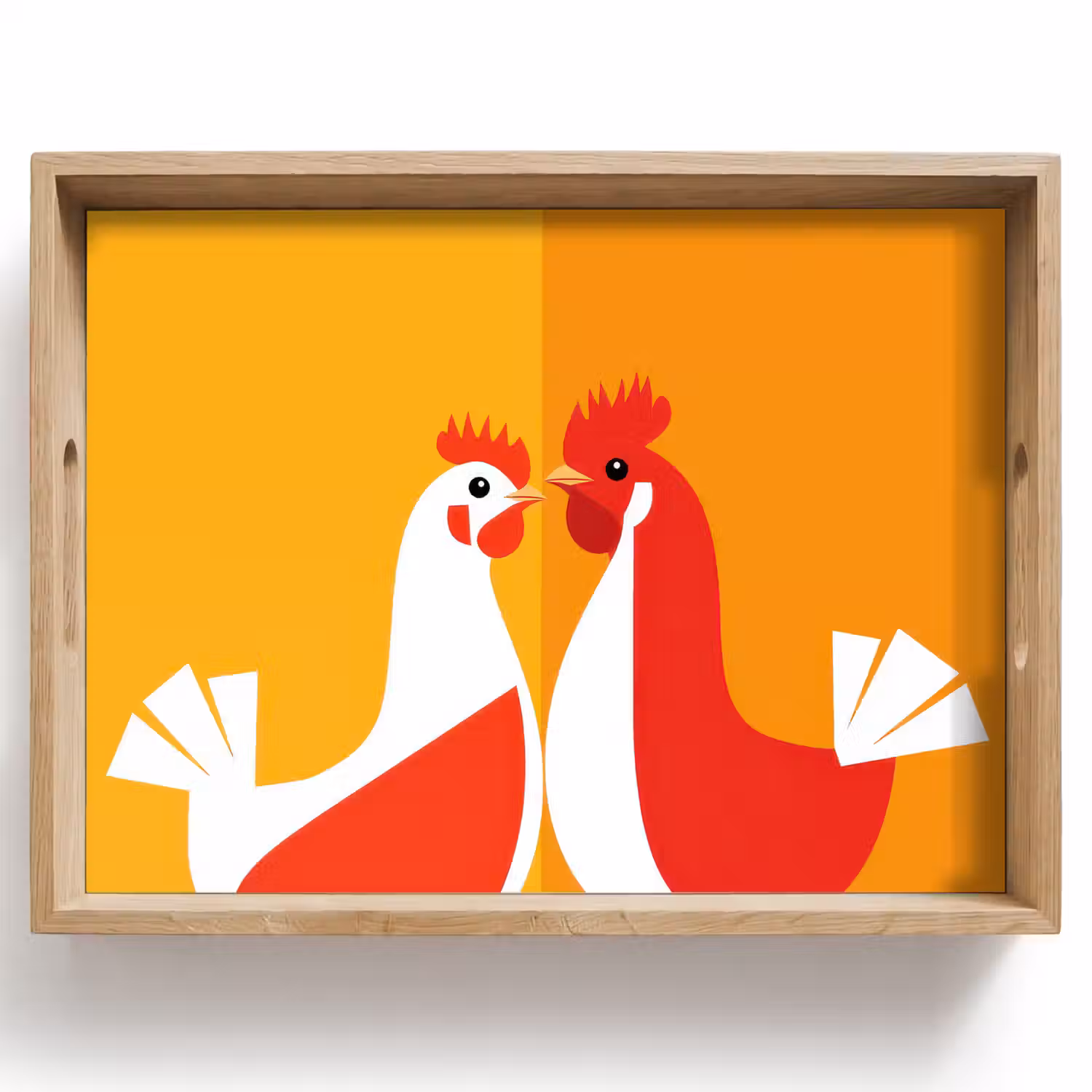 Kippen - Oranje - Vlakken Dienblad Rechthoek middel -z3d_shopping