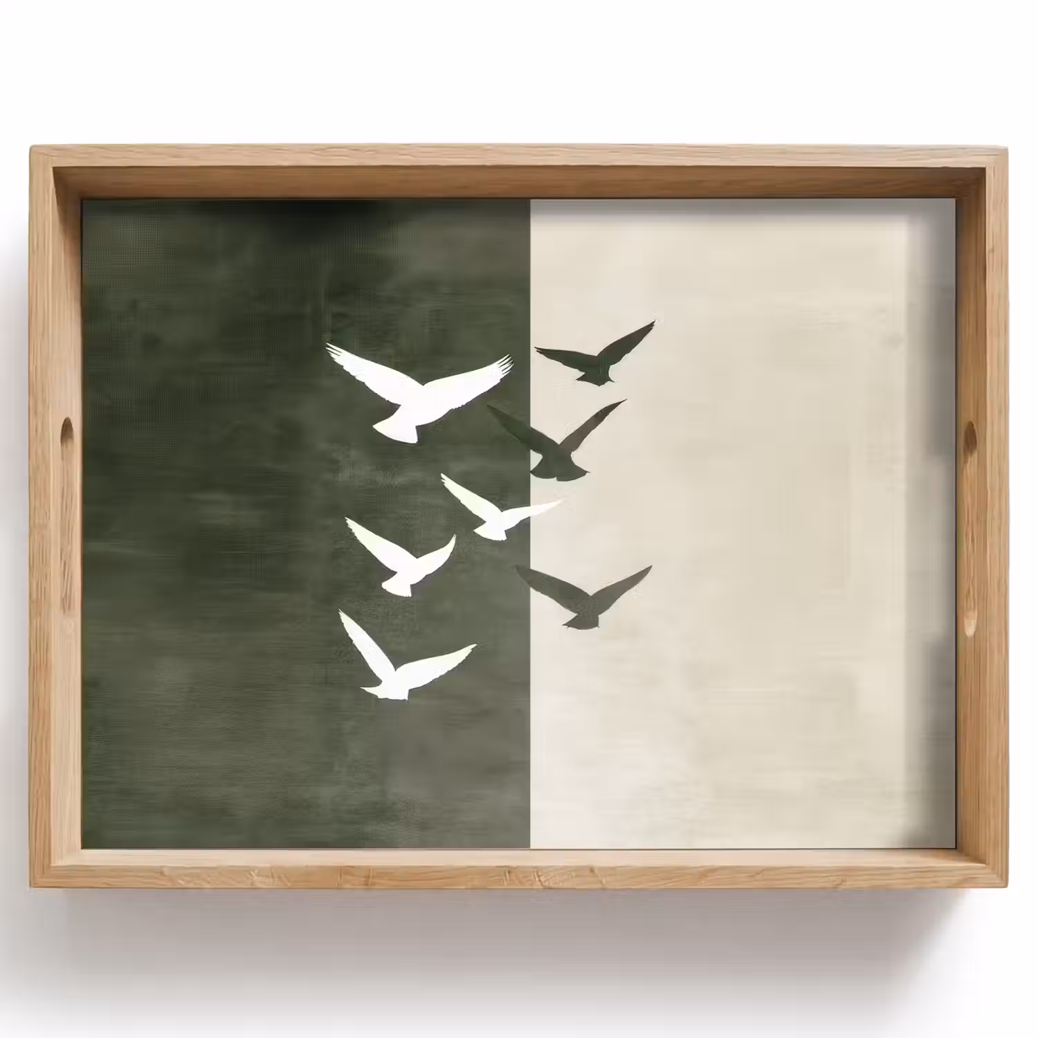 Japandi - Vogel - Groen Dienblad Rechthoek middel -z3d_shopping