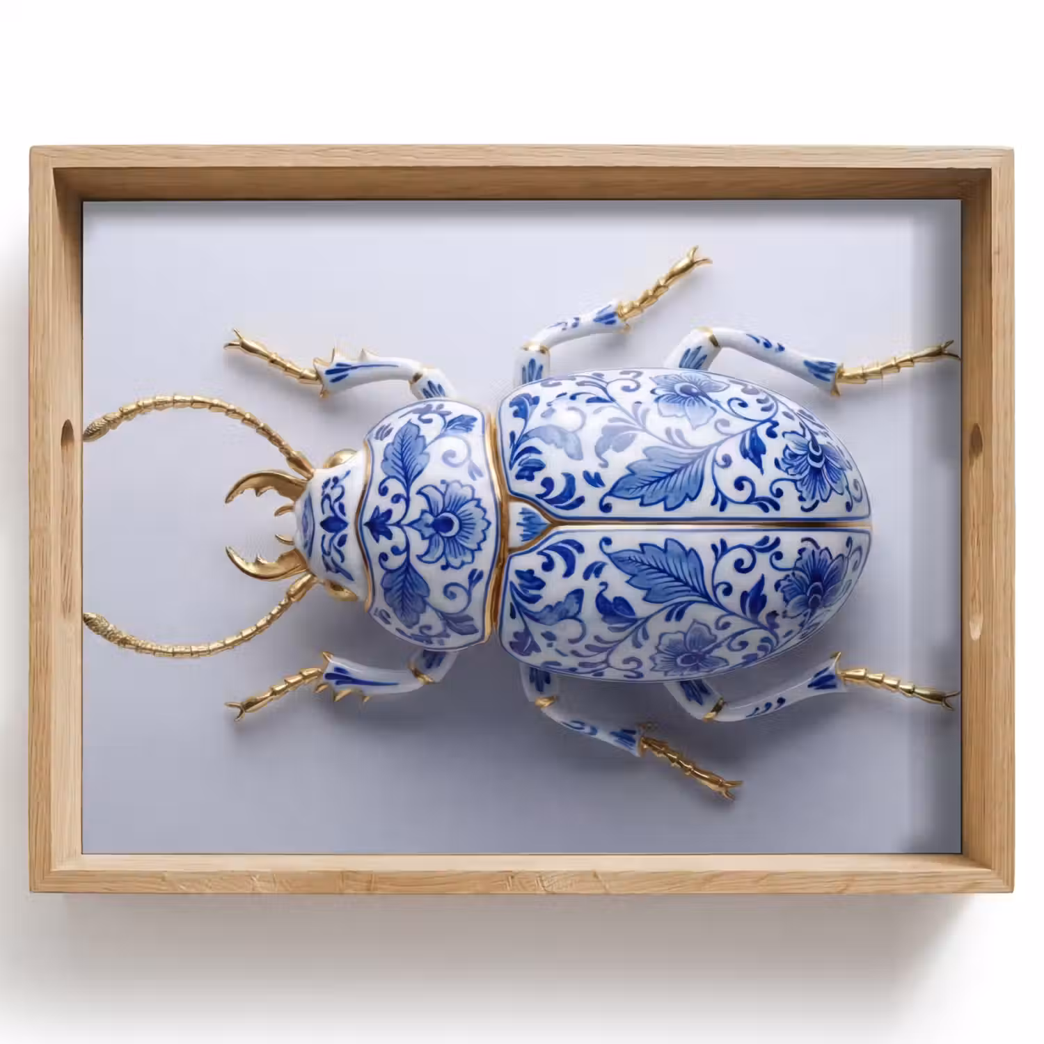 Kever - Delfts - Blauw - Goud Dienblad Rechthoek middel -z3d_shopping