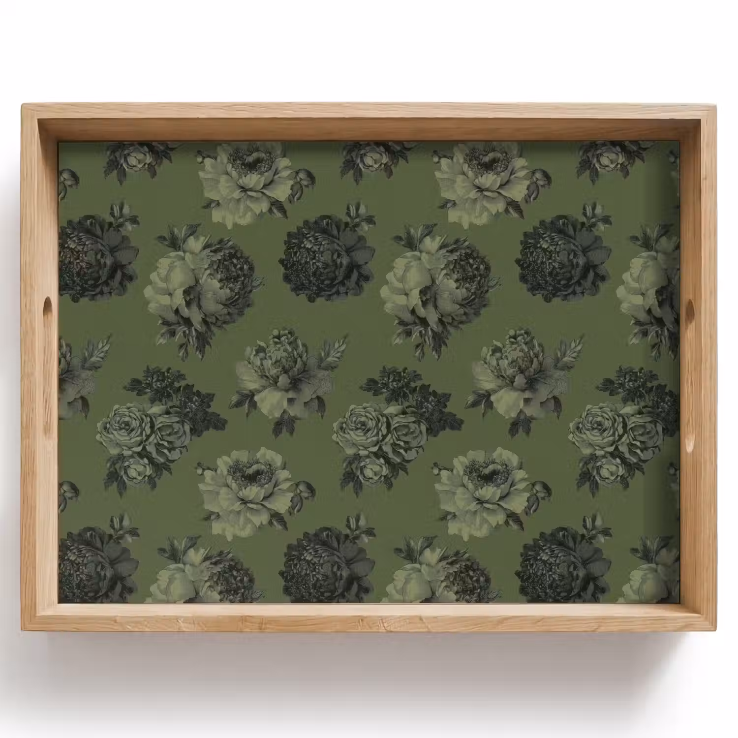 Klassiek - botanisch - olijfgroen - bloemen Dienblad Rechthoek middel 911 -z3d_shopping