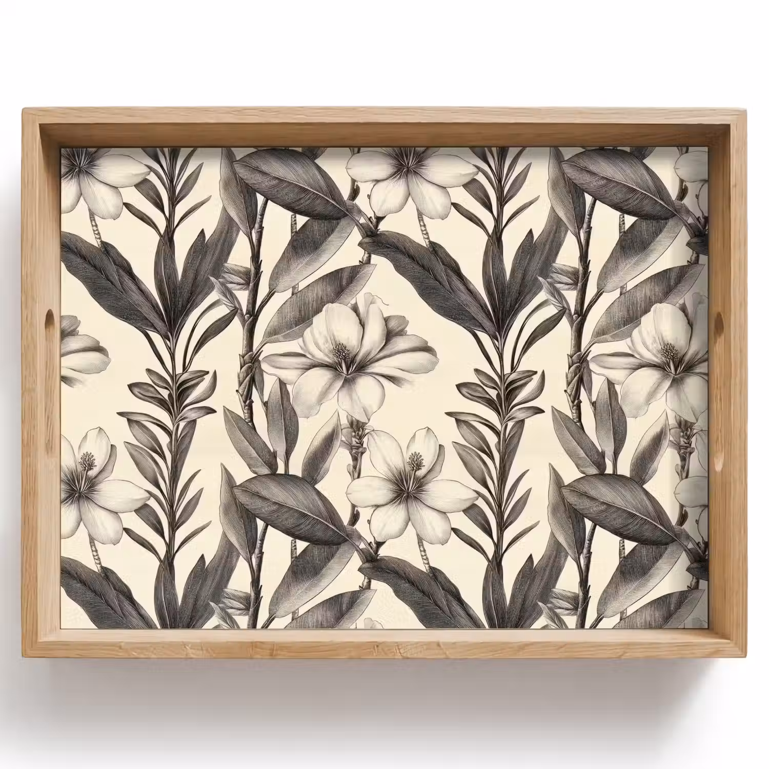 Klassiek - Botanisch - Zwart - Beige Dienblad Rechthoek middel 911 -z3d_shopping