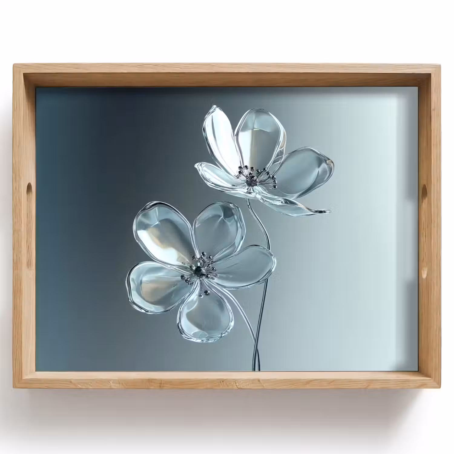 Kristal - Bloemen - Grijs Dienblad Rechthoek middel -z3d_shopping