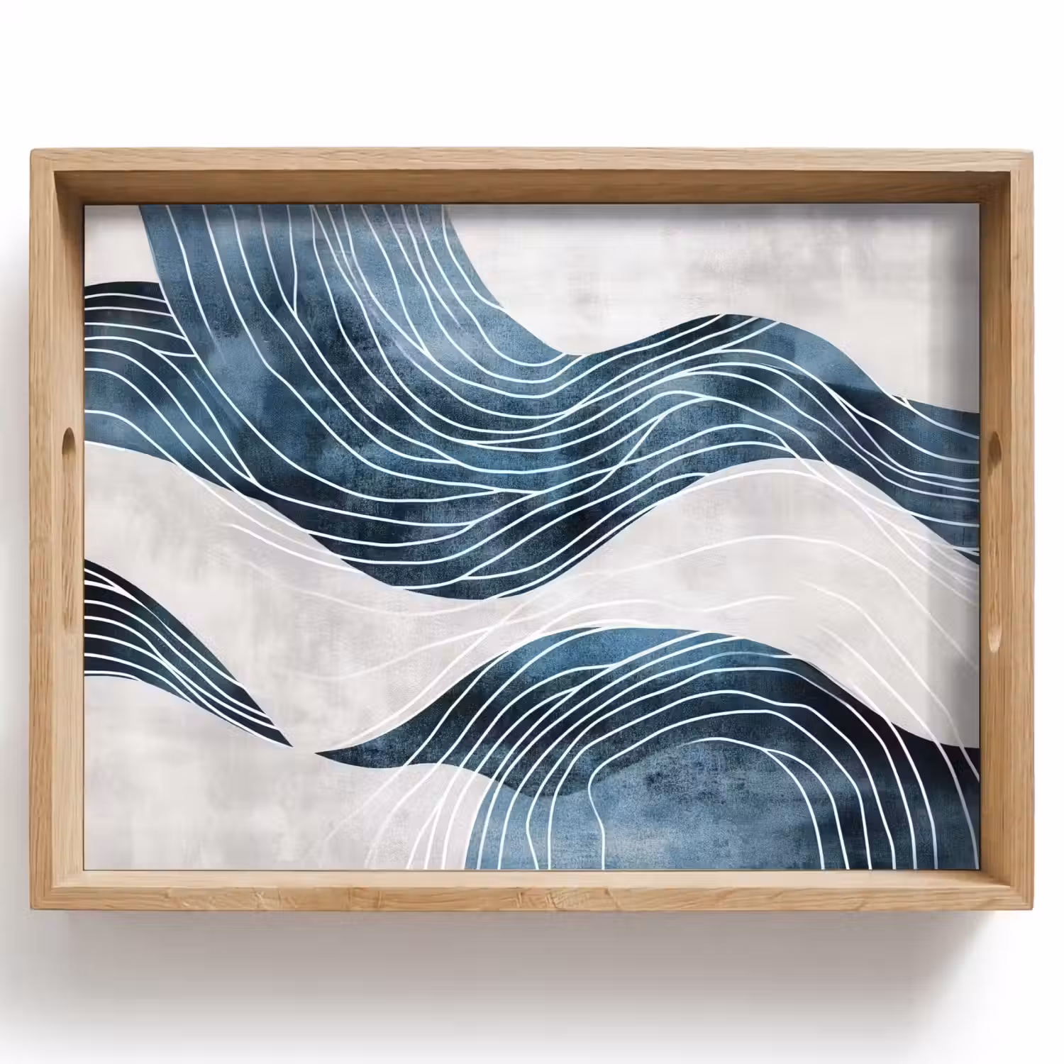 Lijnen - Golven - Abstract - Blauw Dienblad Rechthoek middel -z3d_shopping
