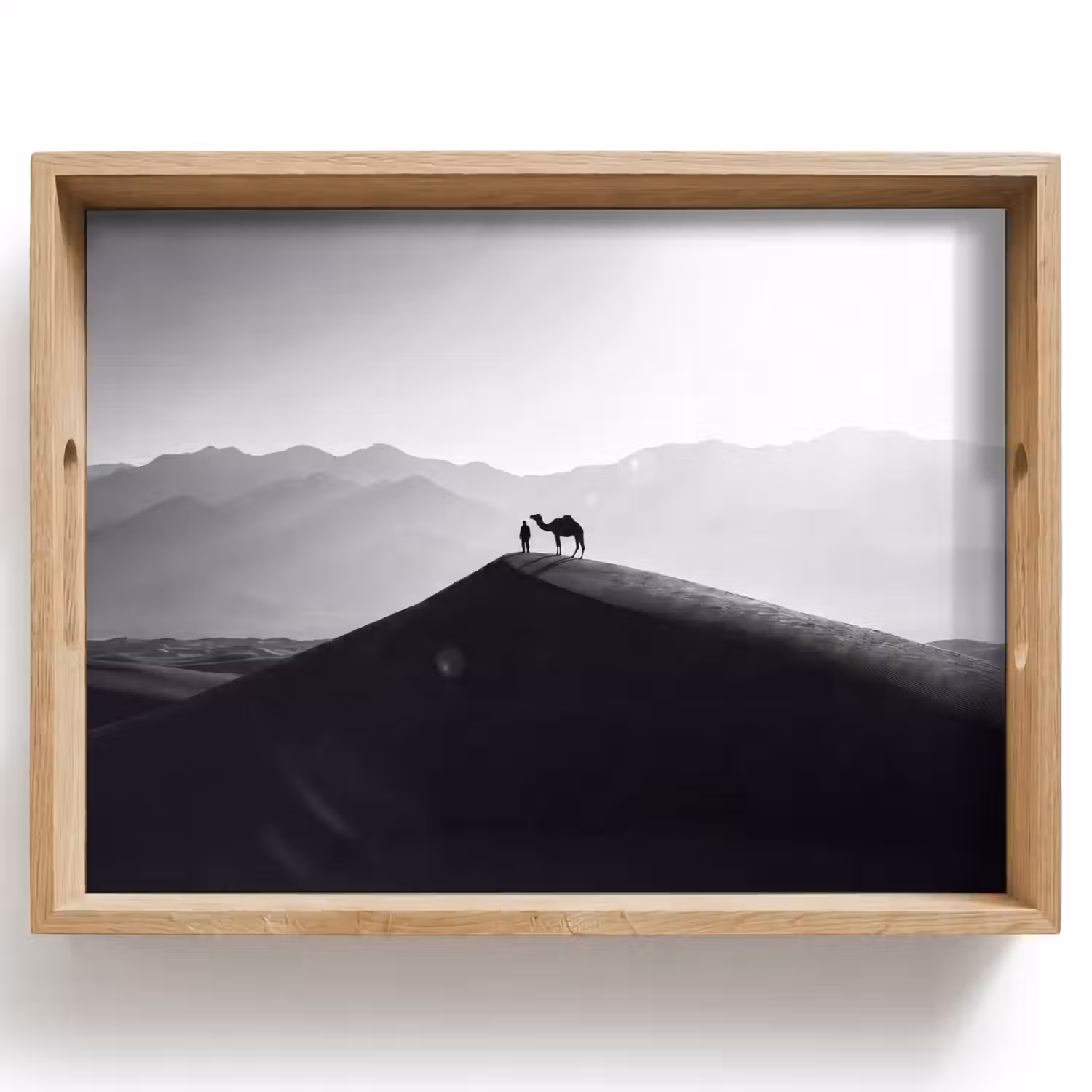 Mens - Kameel - Zandduin - Natuur - Monochroom Dienblad Rechthoek middel -z3d_shopping