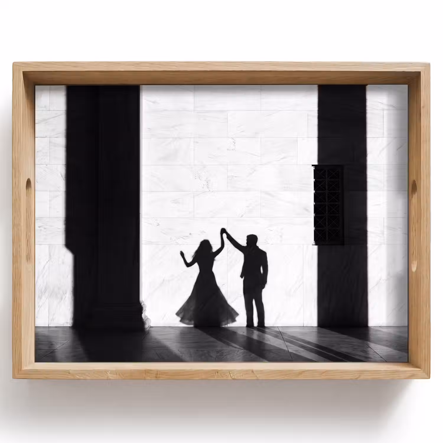 Mensen - Schaduw - Dans - Zwart-wit - Liefde Dienblad Rechthoek middel -z3d_shopping