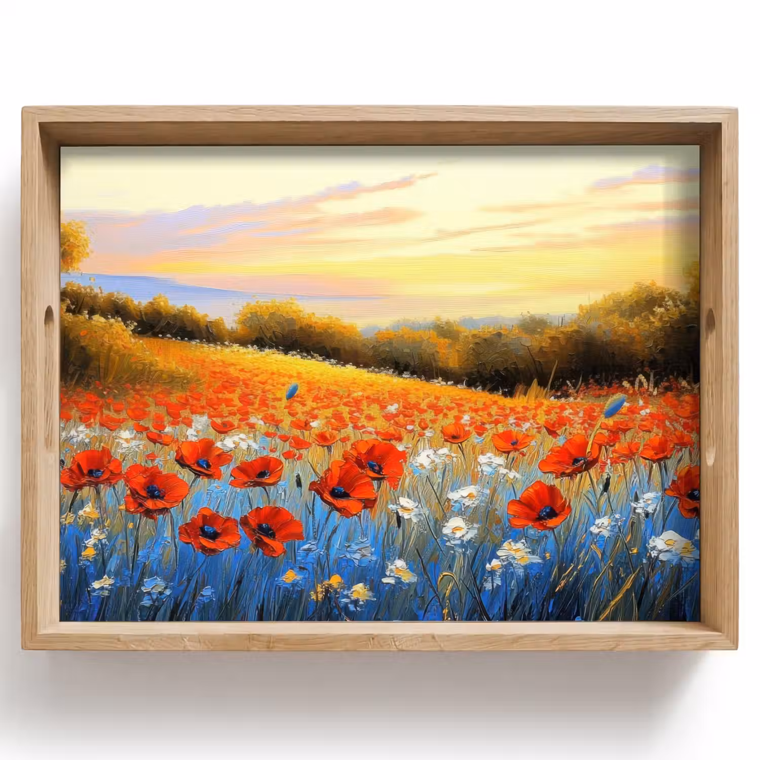 Klaproos - Bloemenveld - Kleurrijk Dienblad Rechthoek middel -z3d_shopping