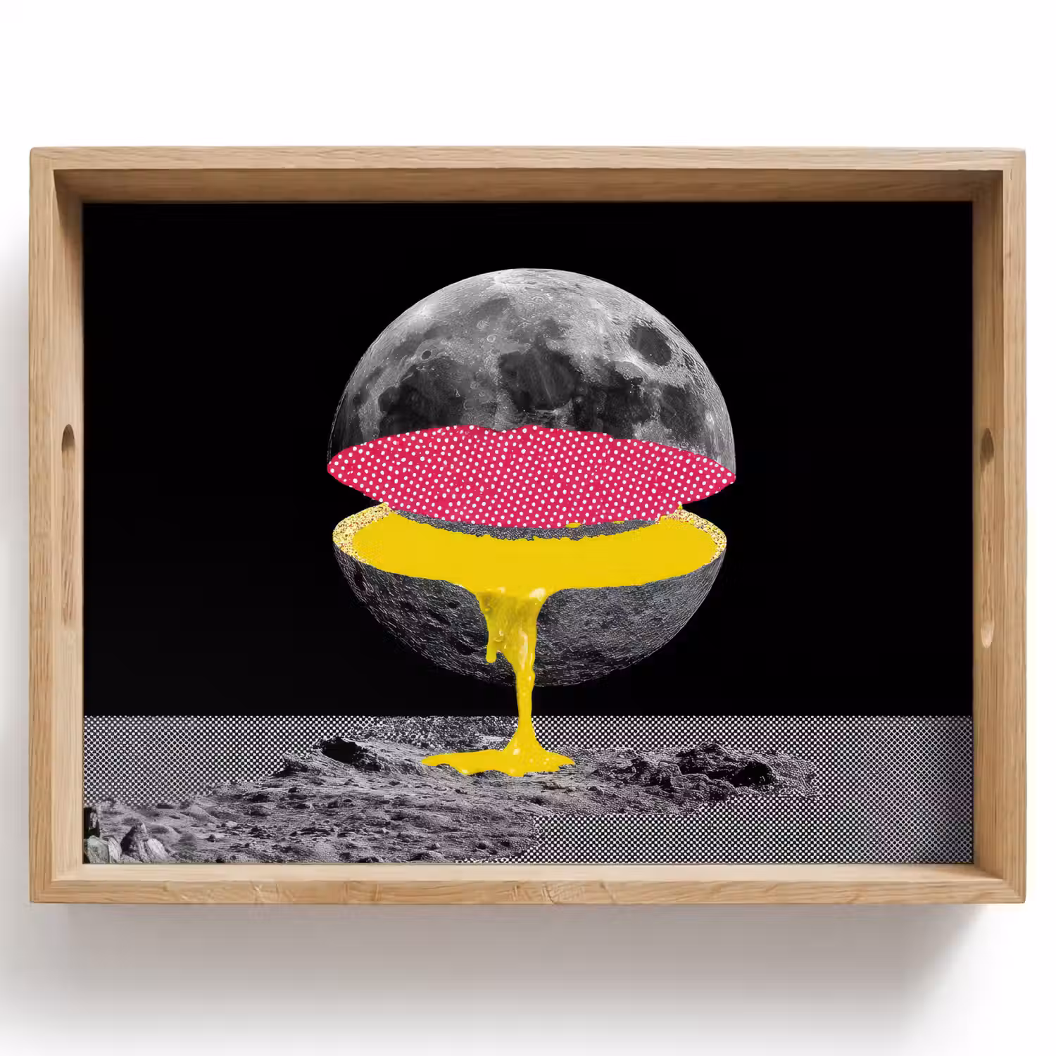 Maan - Geel - Roze - Zwart Dienblad Rechthoek middel -z3d_shopping