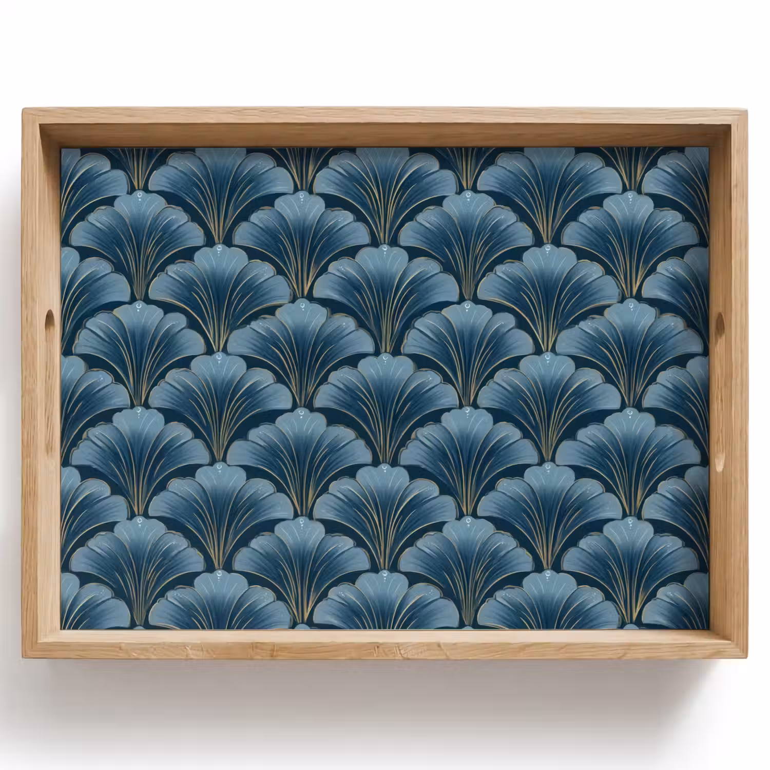 Patroon - Ginkgoblad - Blauw Dienblad Rechthoek middel 911 -z3d_shopping
