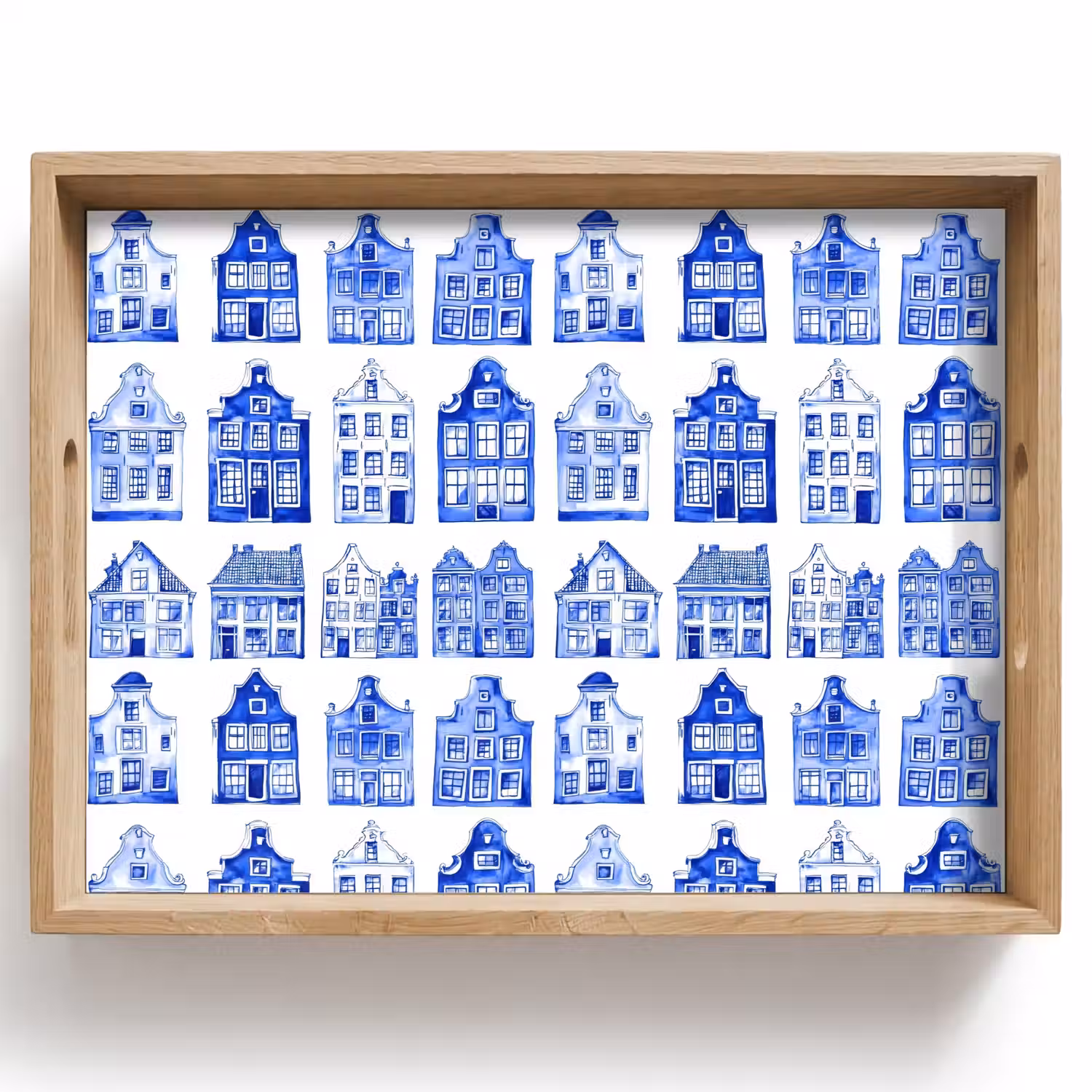 Patroon - Huizen - Blauw Dienblad Rechthoek middel 911 -z3d_shopping