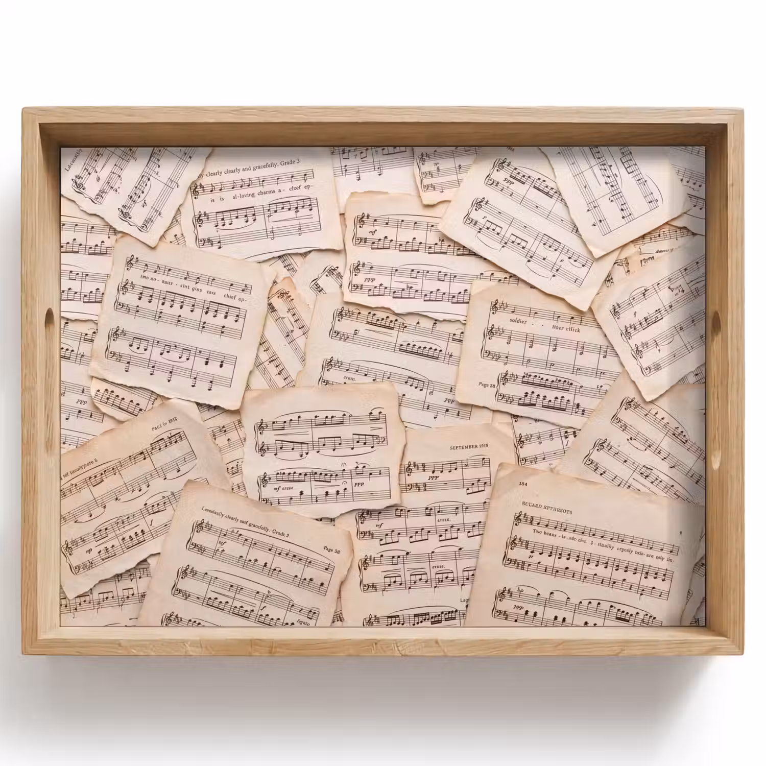 Bladmuziek - Oud - Noten - Vintage - Beige Dienblad Rechthoek middel -z3d_shopping
