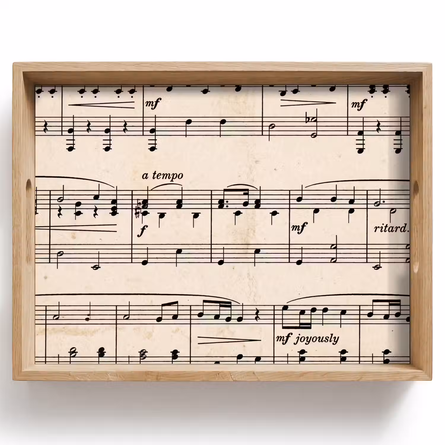 Muzieknotatie - Notenbalken - Kunst - Klassiek - Beige Dienblad Rechthoek middel -z3d_shopping
