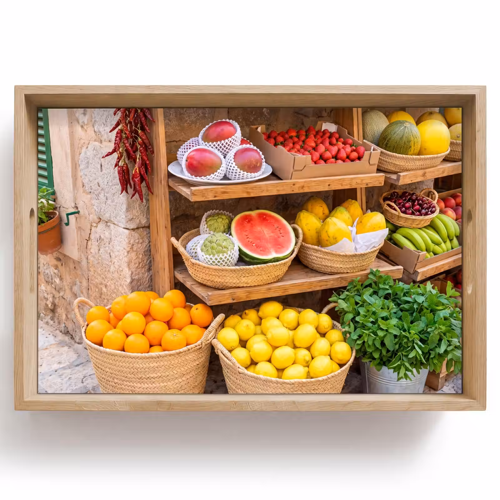 Tablett - Obst – Markt – Frisch - Fruit - Markt - Vers Dienblad Rechthoek middel