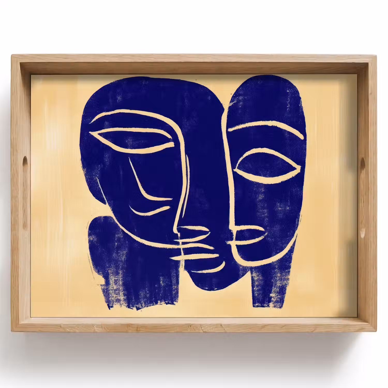Okergeel - Blauw - Eenvoudige lijnen Dienblad Rechthoek middel -z3d_shopping