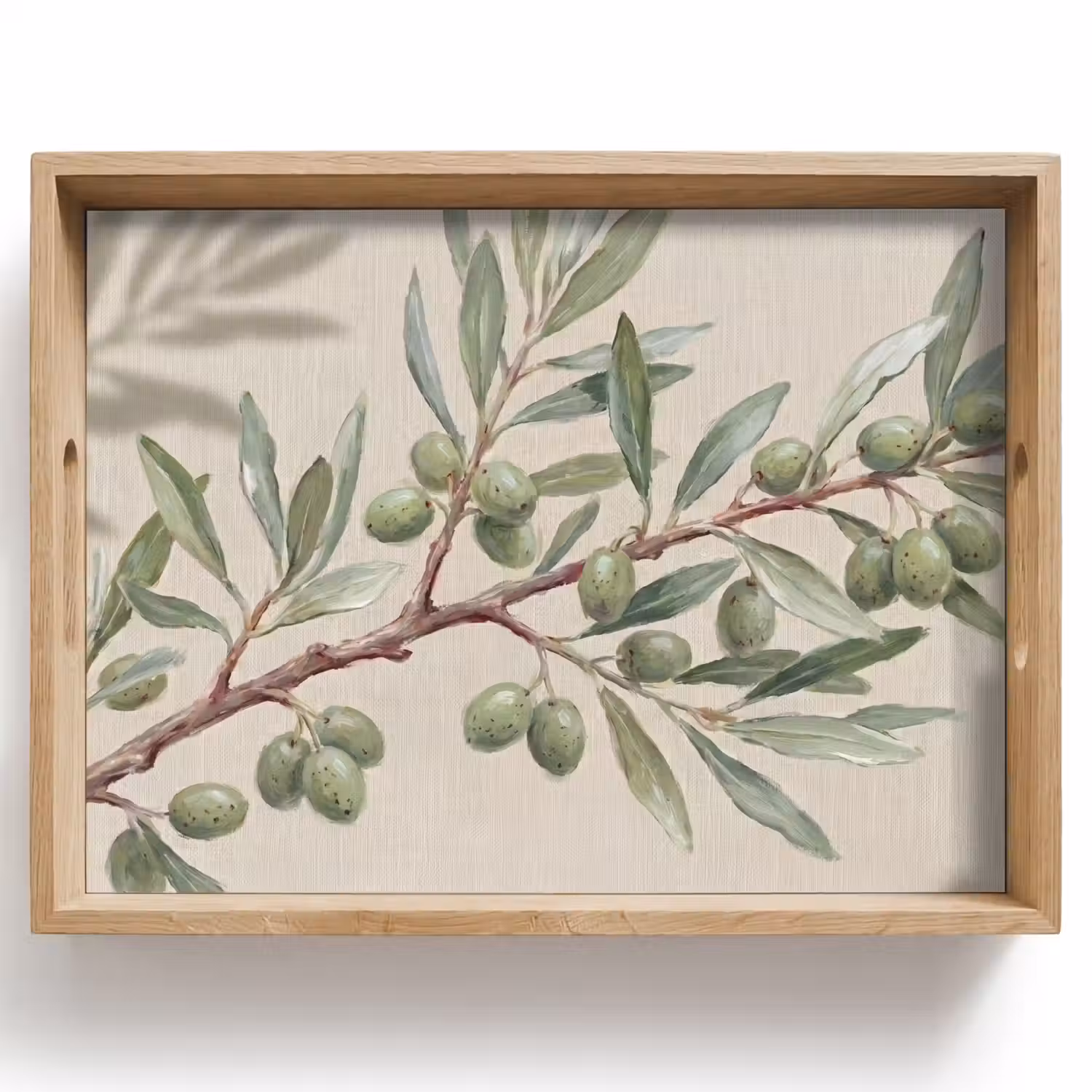 Olijftak - Bladeren - Natuur - Groen - Beige Dienblad Rechthoek middel -z3d_shopping