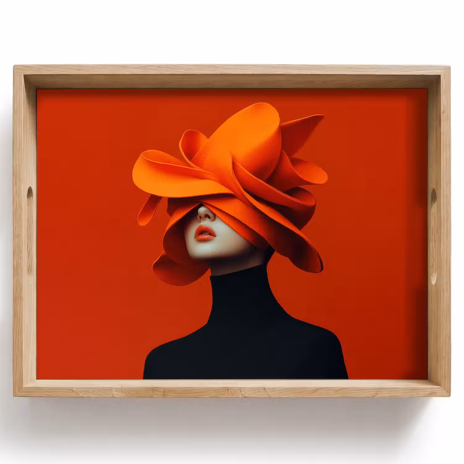 Oranje - Hoed - Vrouw Dienblad Rechthoek middel -z3d_shopping