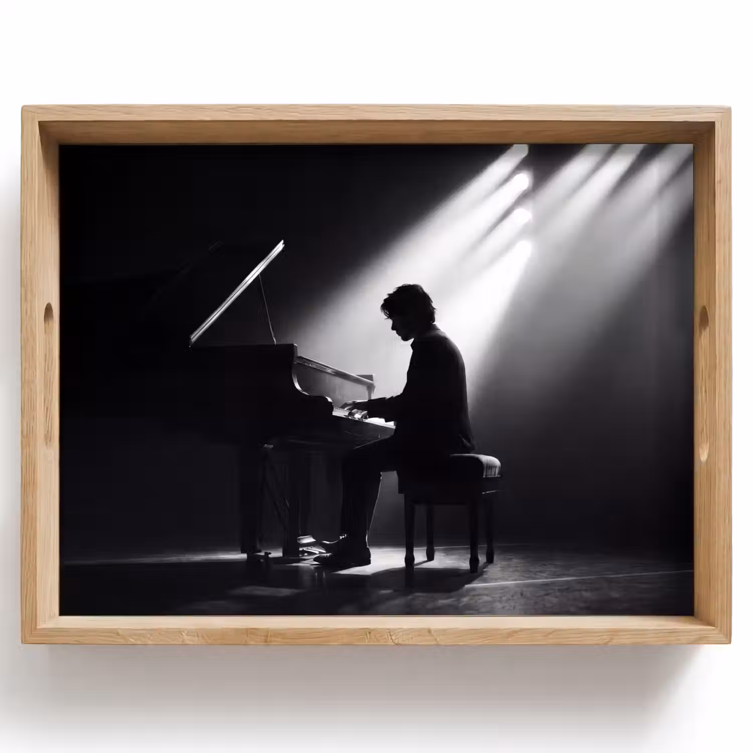 Persoon - Piano - Muziek - Zwart-wit - Podium Dienblad Rechthoek middel -z3d_shopping
