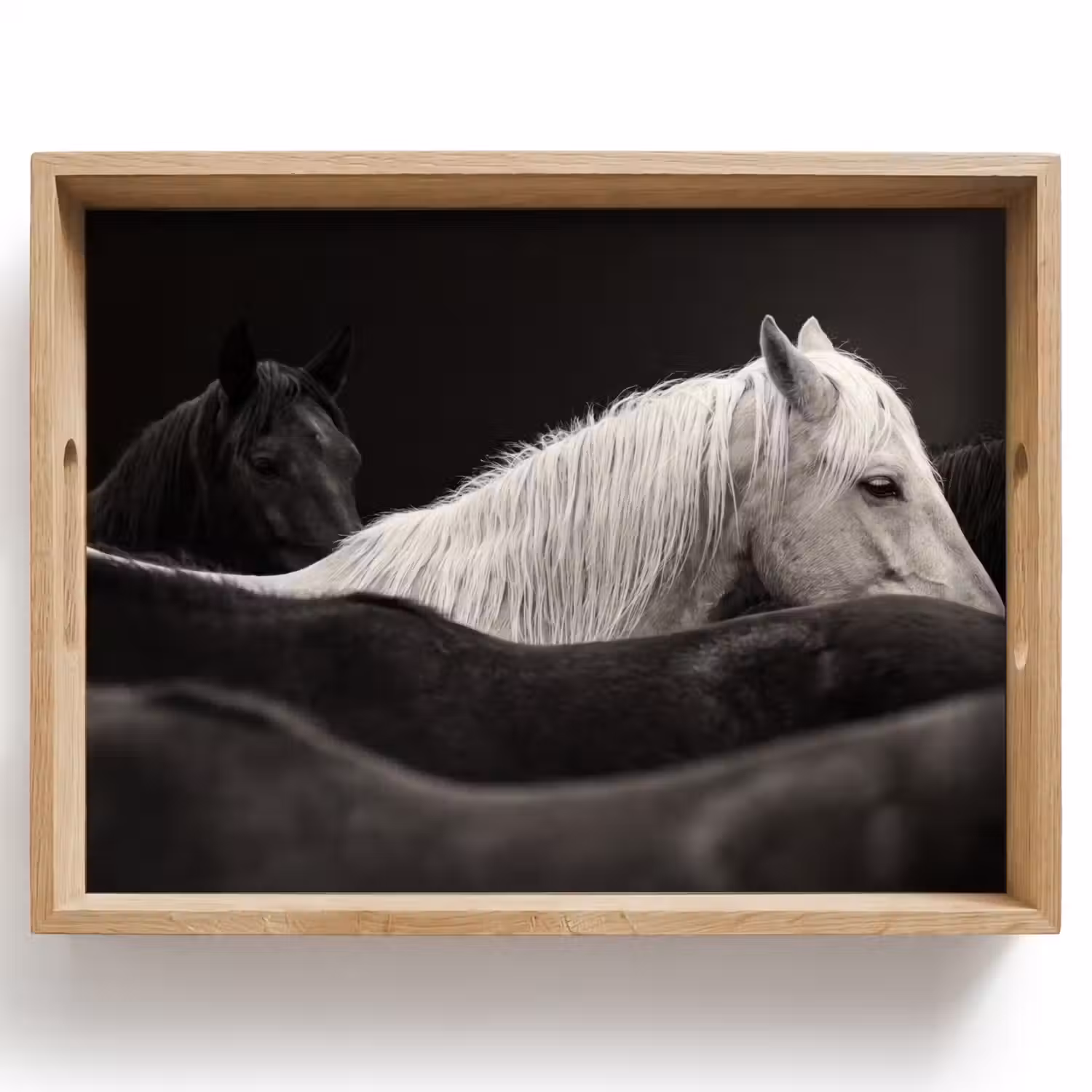 Paarden - Zwart - Wit - Kudde Dienblad Rechthoek middel -z3d_shopping