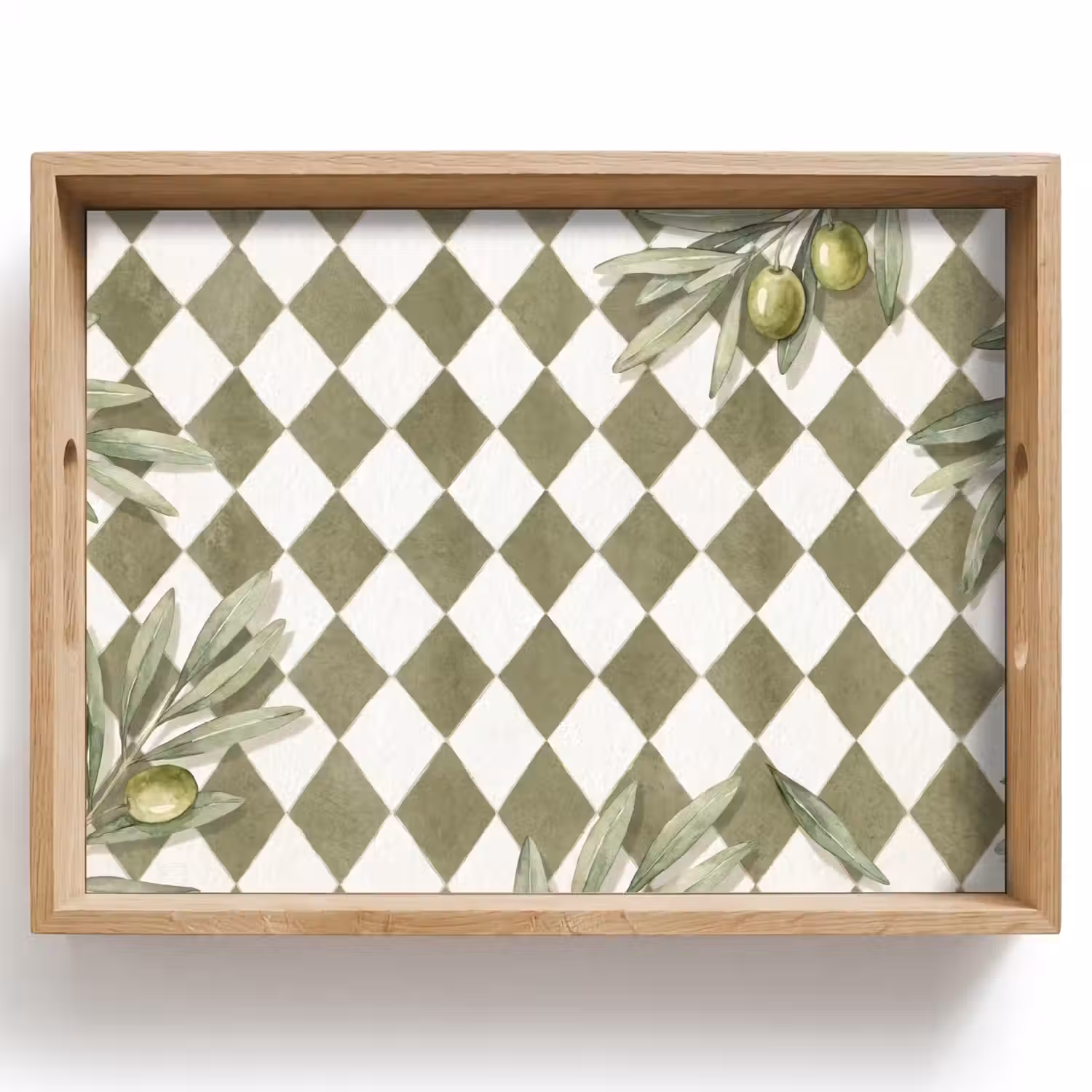 Plant - Olijftakken - Waterverf - Mediterraan - Groen Dienblad Rechthoek middel -z3d_shopping