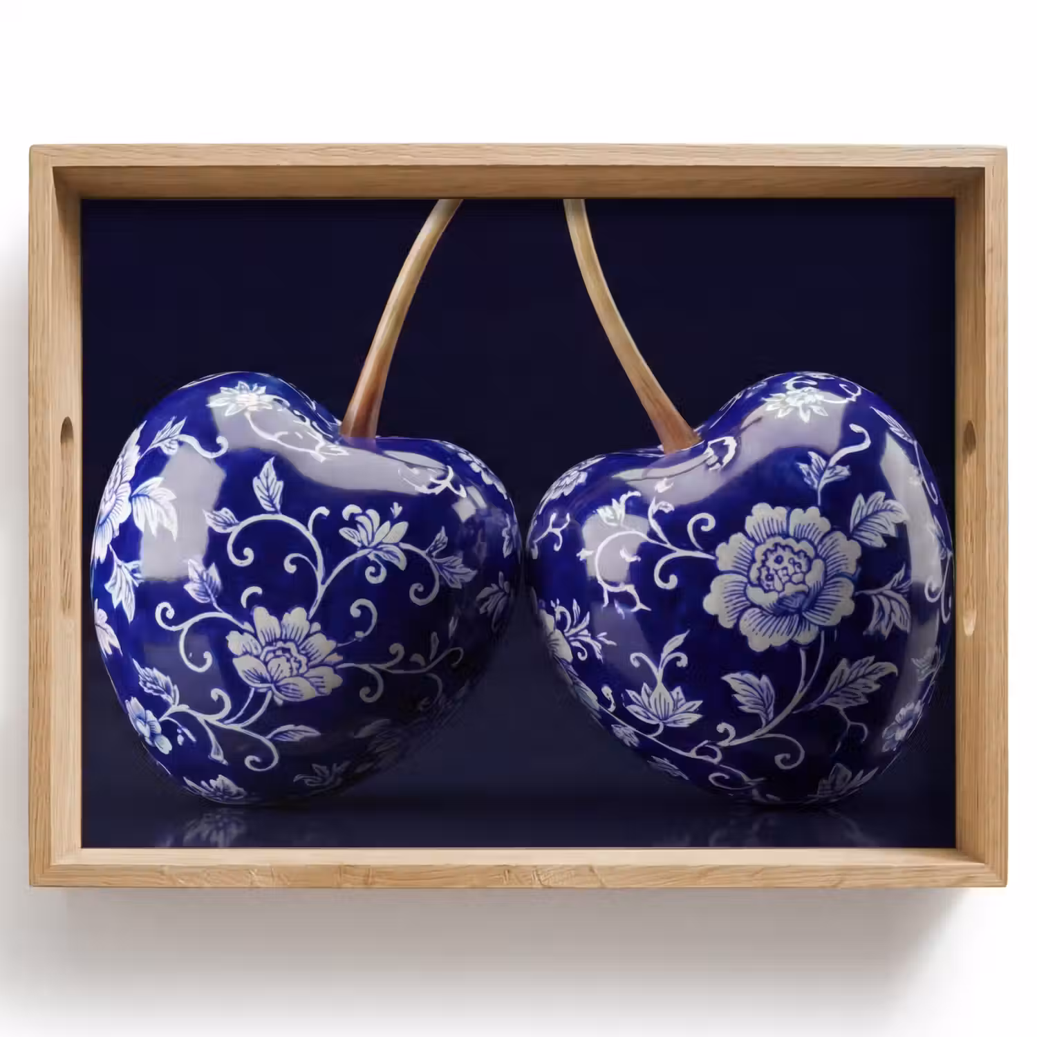 Porselein- Kersen - Delfts - Blauw Dienblad Rechthoek middel -z3d_shopping