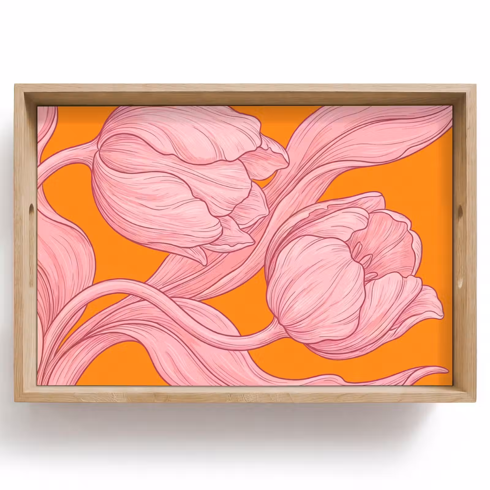 Tablett - Rosa Blumen – Modern - Roze bloemen - Modern Dienblad Rechthoek middel