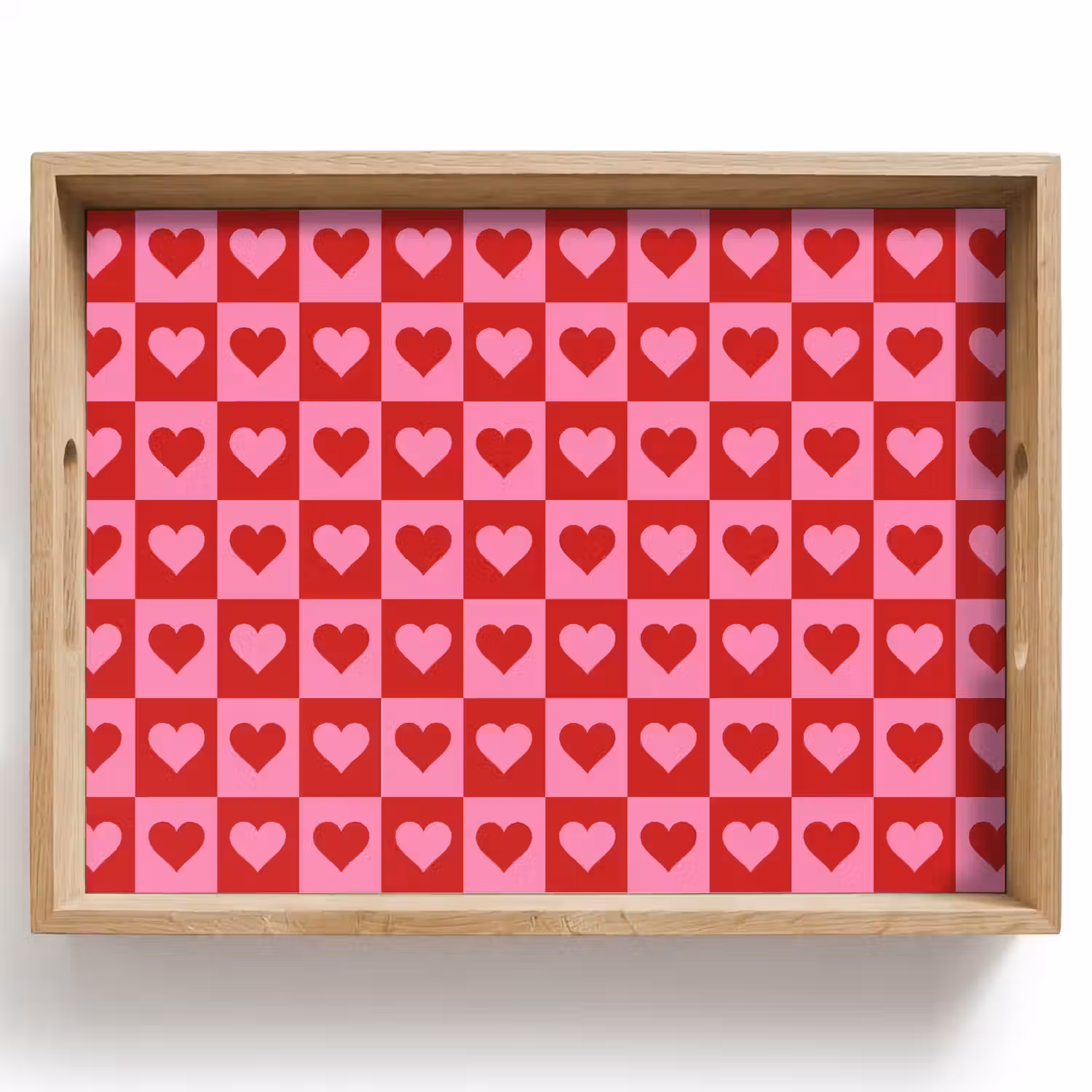 Rood - Roze - Schaakbord - Valentijn Dienblad Rechthoek middel -z3d_shopping