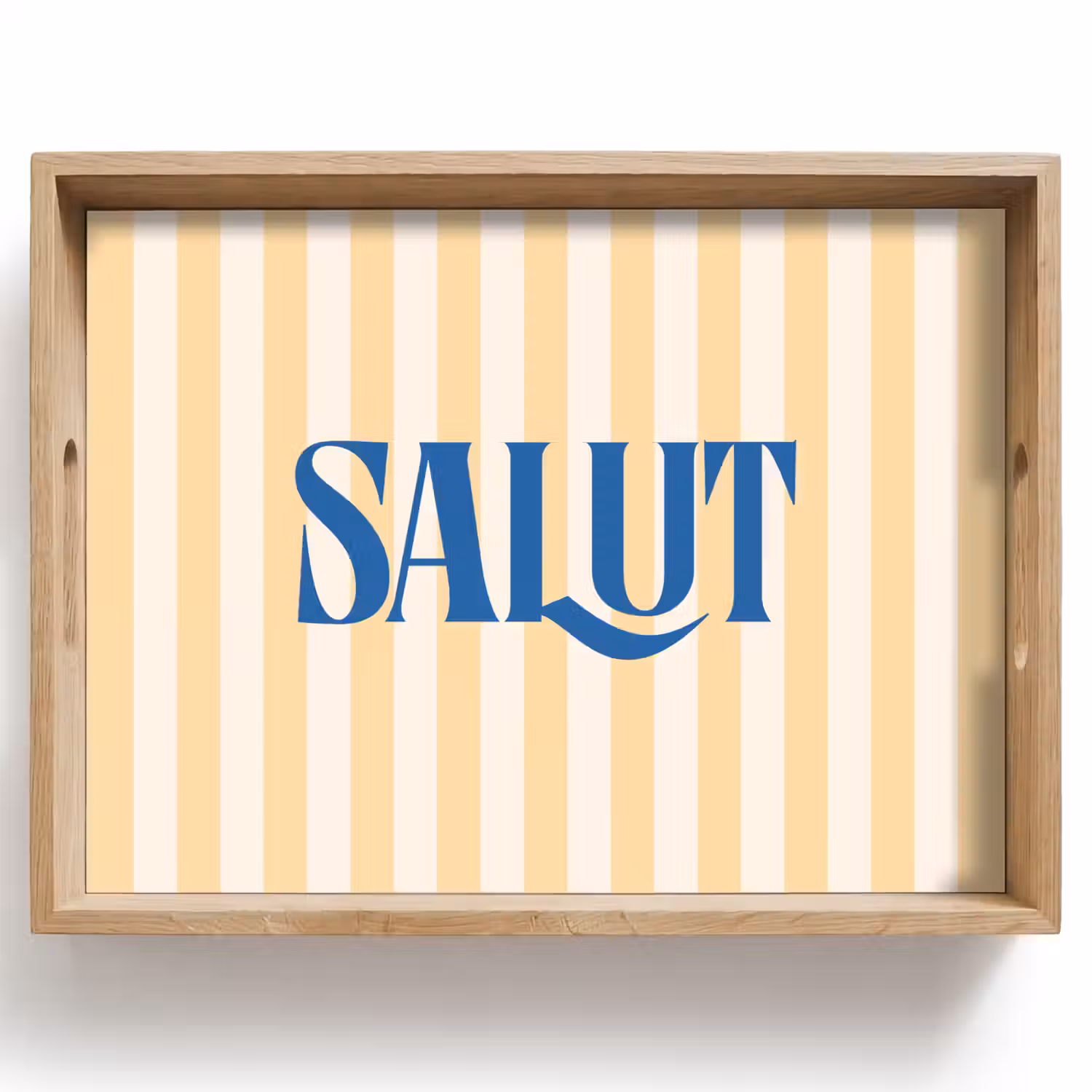 Salut - Quote - Strepen - Geel - Blauw - Wit Dienblad Rechthoek middel -z3d_shopping