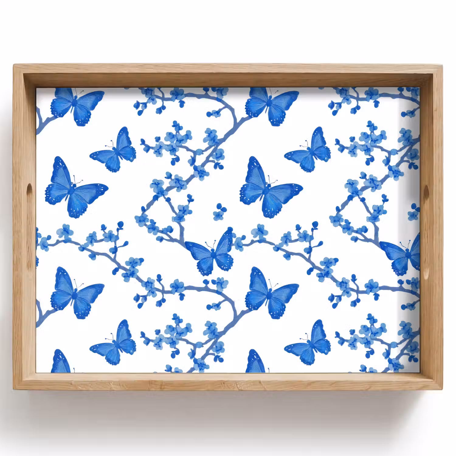 Vlinder - Bloemen - Blauw Dienblad Rechthoek middel 911 -z3d_shopping
