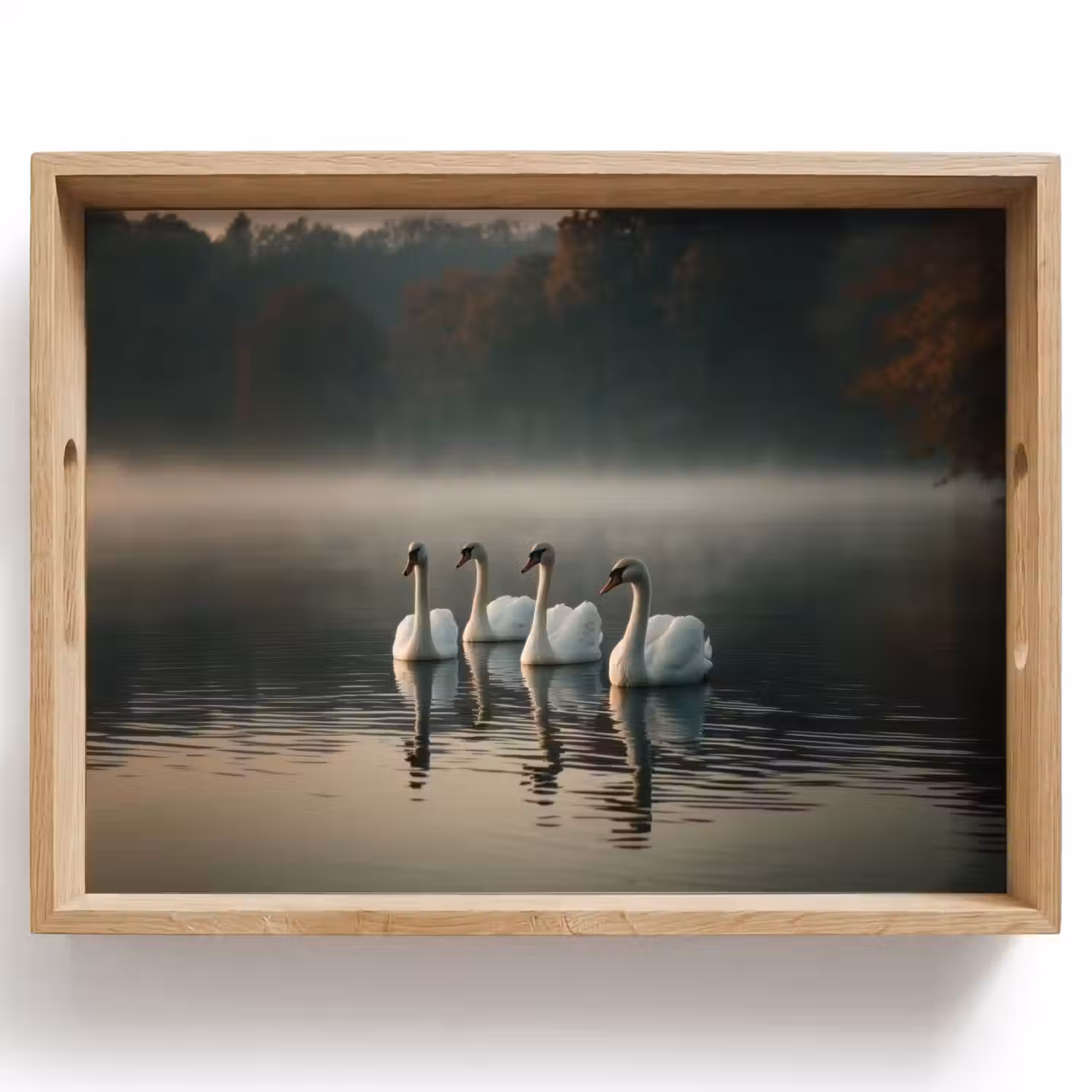 Zwanen - Wit - Water - Mist Dienblad Rechthoek middel -z3d_shopping