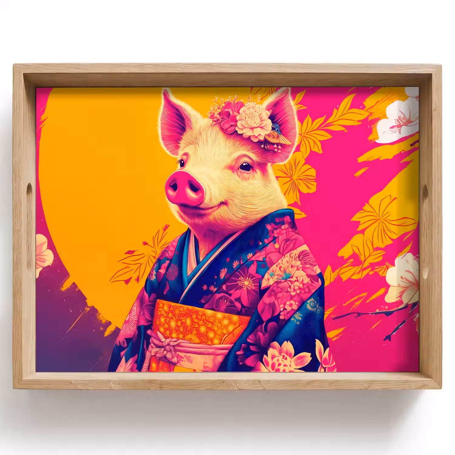 Varken - Bloemkroon - Kimono - Abstract Dienblad Rechthoek middel -z3d_shopping