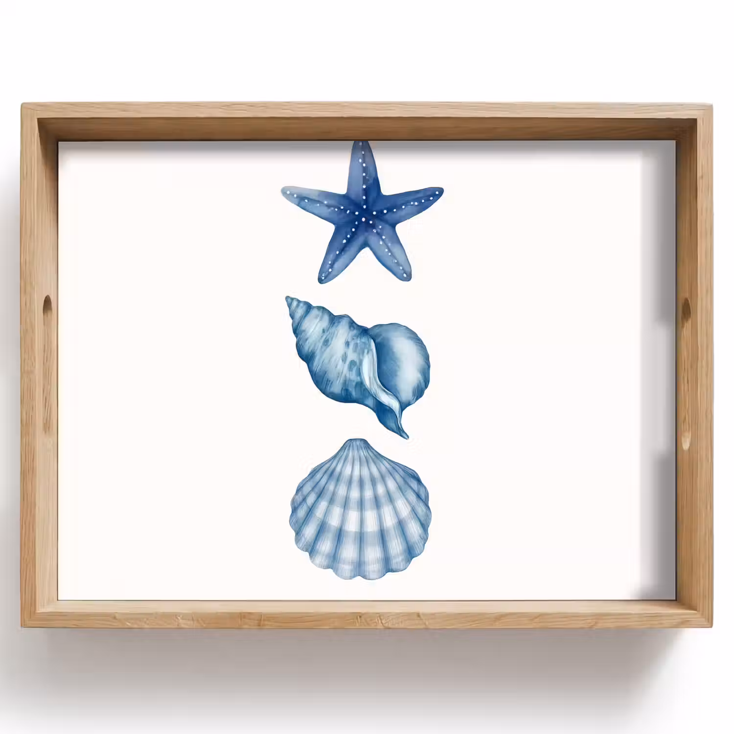 Zeester - Schelpen - Blauw Dienblad Rechthoek middel -z3d_shopping
