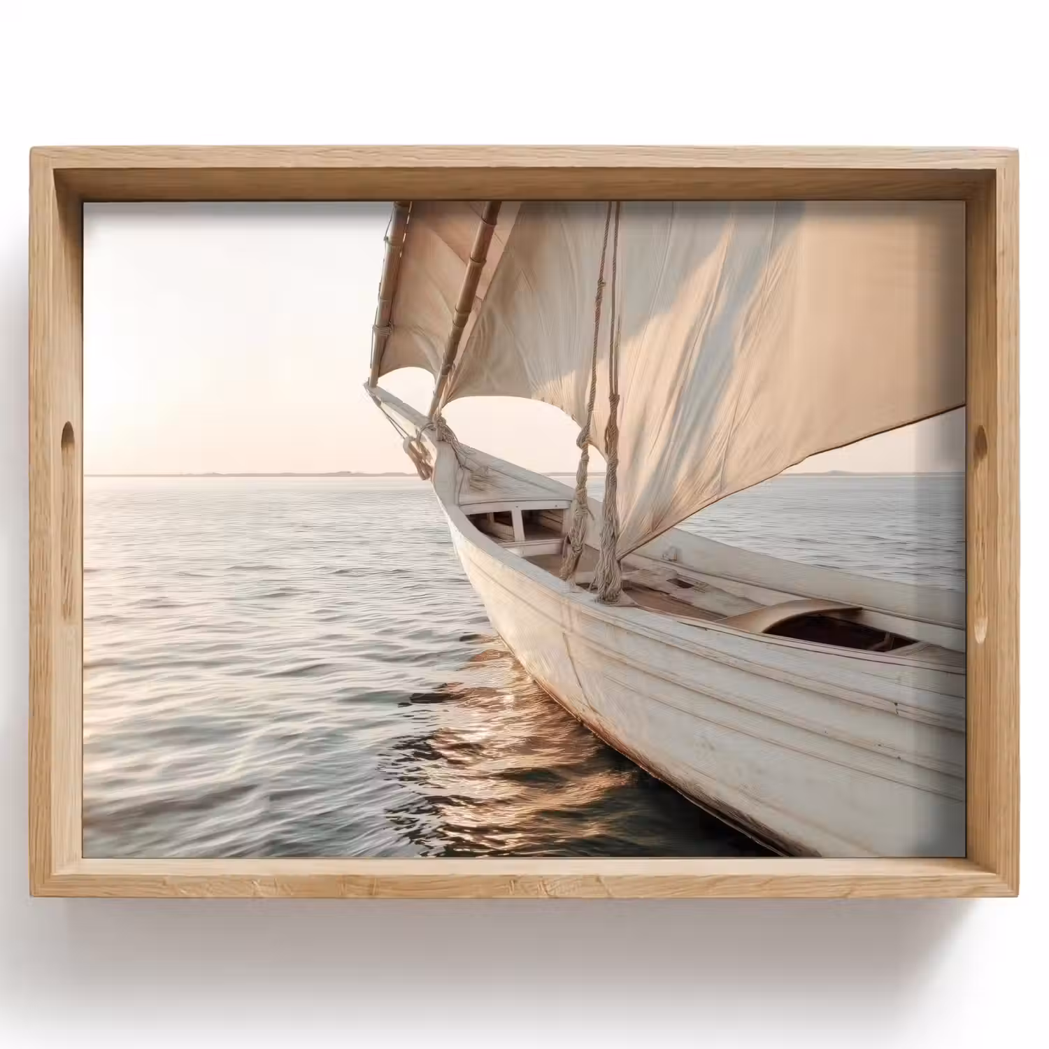 Zeilboot - Zee - Beige - Zon Dienblad Rechthoek middel -z3d_shopping