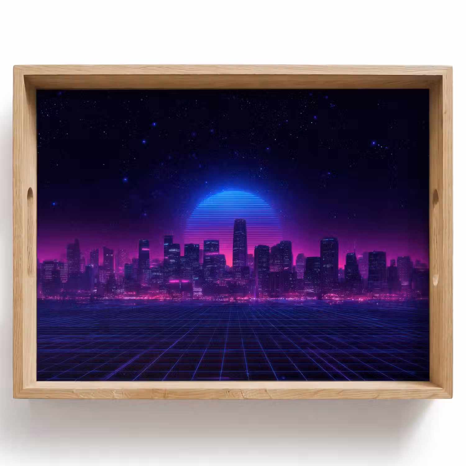 Skyline - Zon - Neon - Rasterpatroon Dienblad Rechthoek middel -z3d_shopping