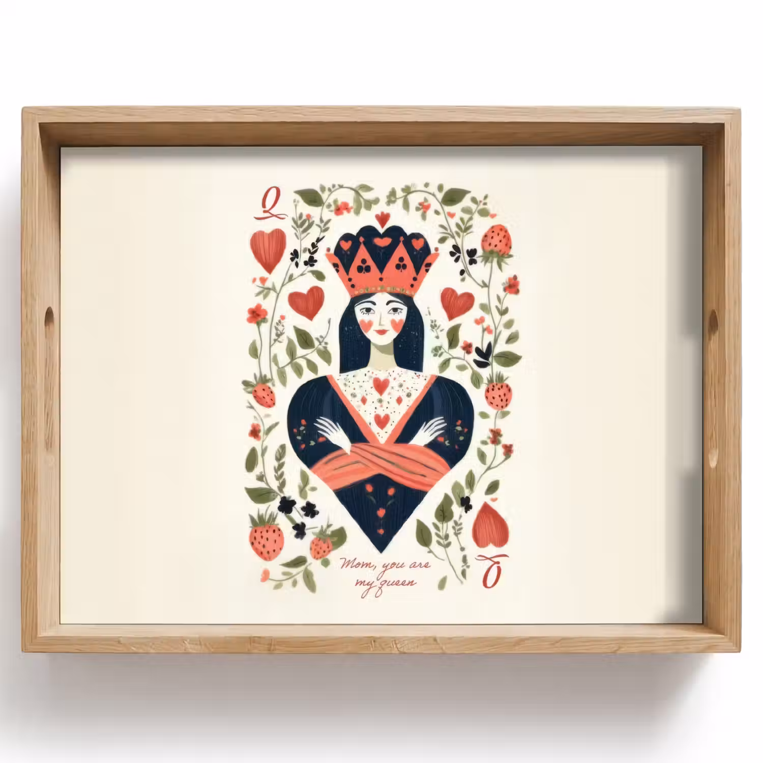 Speelkaart - Hartenkoningin - Bloemen - Hartjes Dienblad Rechthoek middel -z3d_shopping