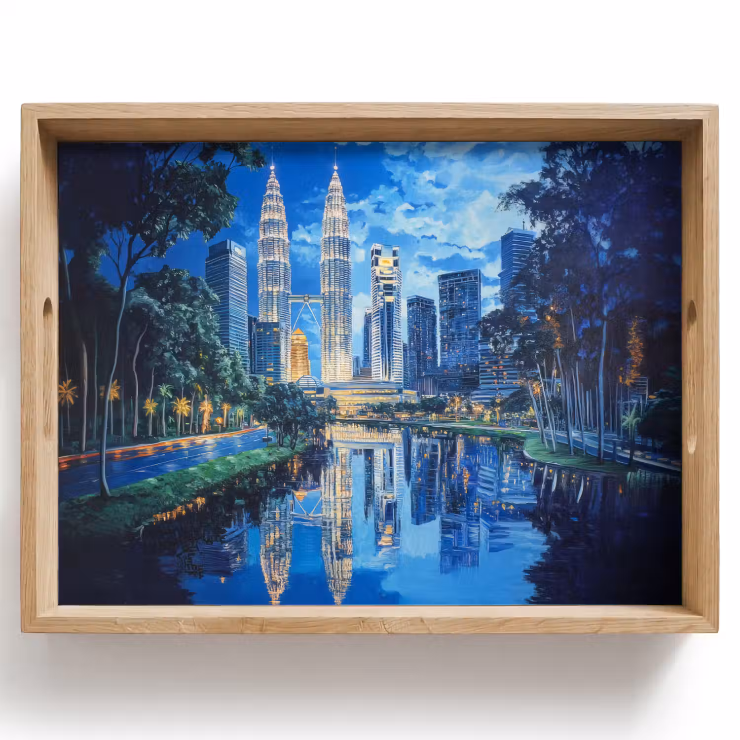 Stad Kuala Lumpur - Skyline - Wolkenkrabbers - Water Dienblad Rechthoek middel -z3d_shopping