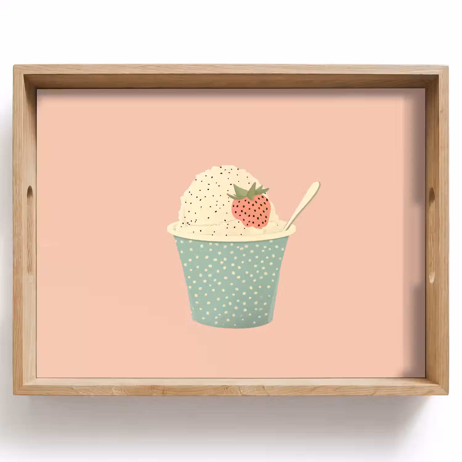 Bakje - Ijs - Aardbei - Roze Dienblad Rechthoek middel -z3d_shopping