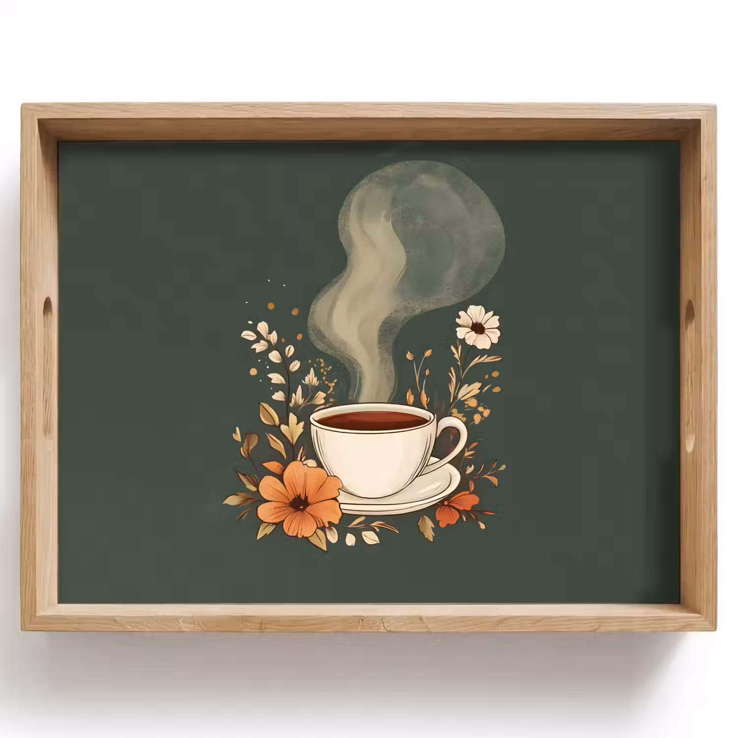 Kop - Bloemen - Groen - Koffie Dienblad Rechthoek middel -z3d_shopping