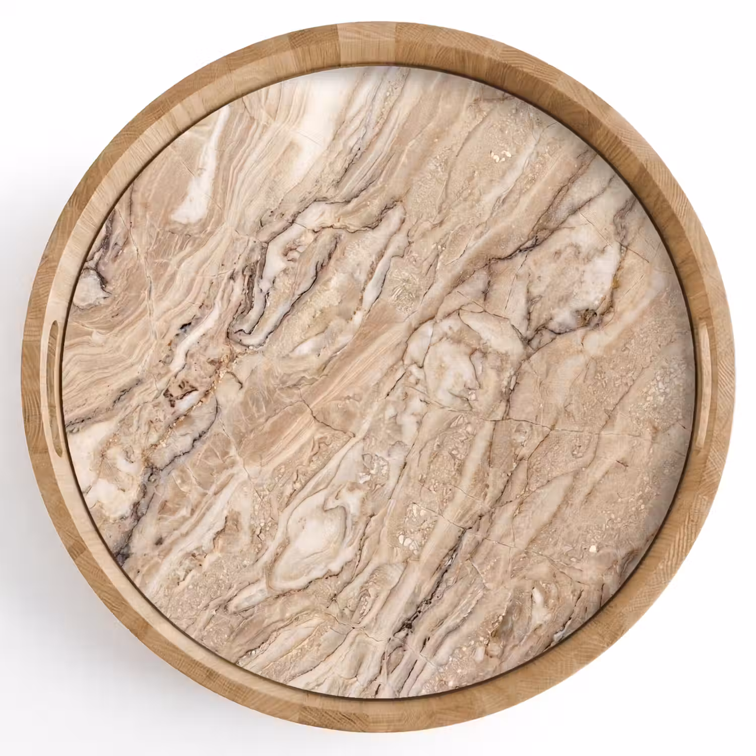 Textuur - Aders - Abstract - Modern - Beige Dienblad Rond middel -z3d_shopping