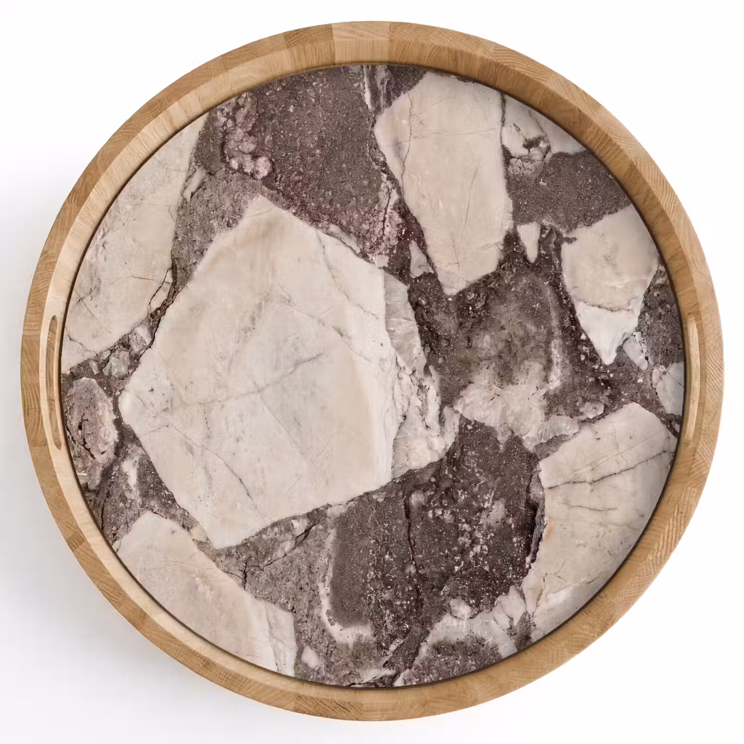 Textuur - Marmer - Abstract - Beige - Bruin Dienblad Rond middel -z3d_shopping