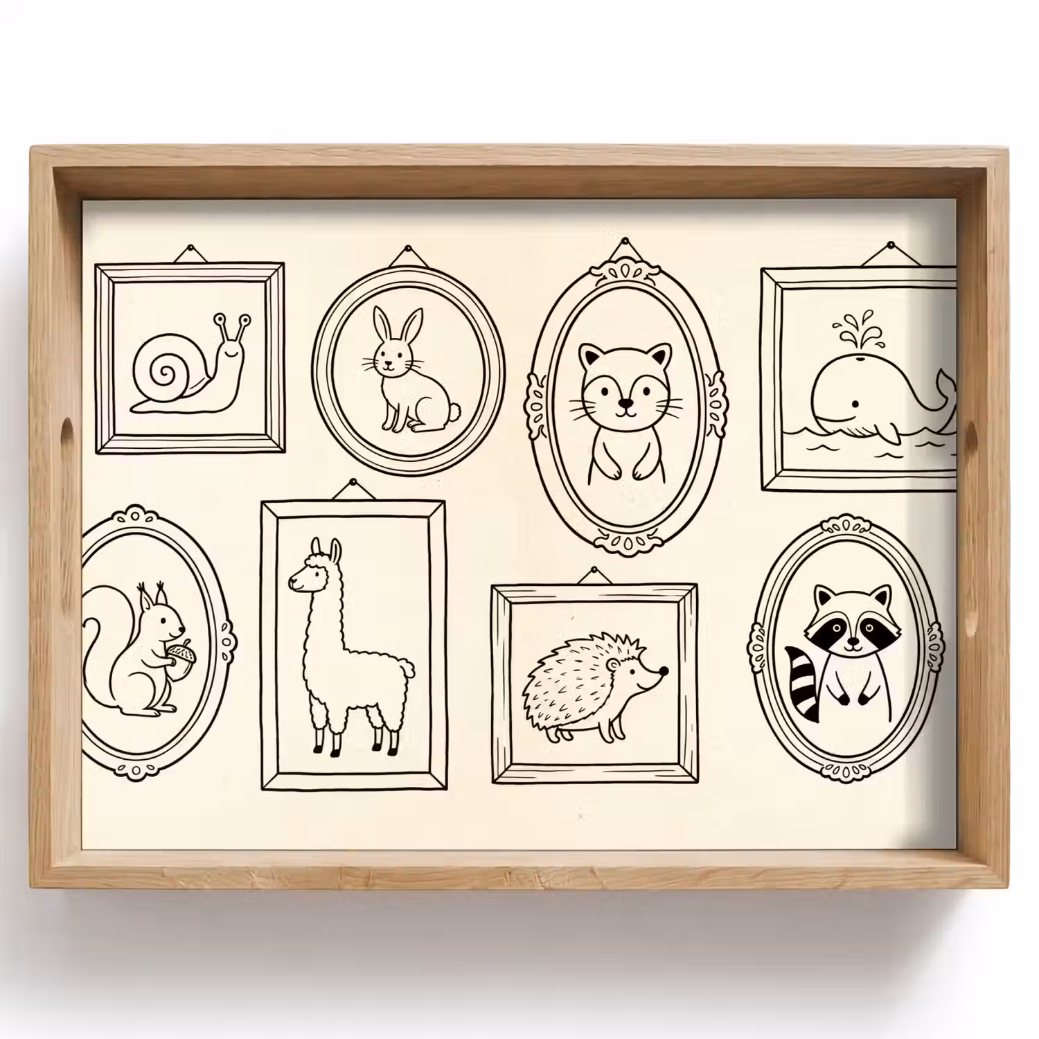 Dieren - Illustratie - Lijsten - Galerij - Speels Dienblad Rechthoek middel -z3d_shopping